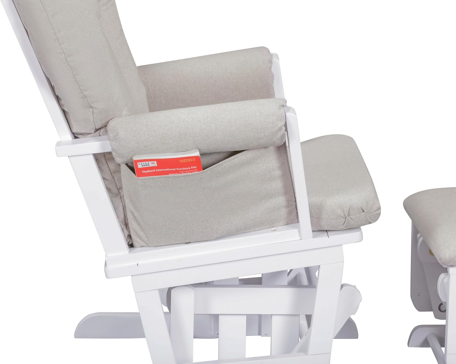 Suite Bebe Contempo Wooden Glider & Ottoman White Wood and Latte Fabric