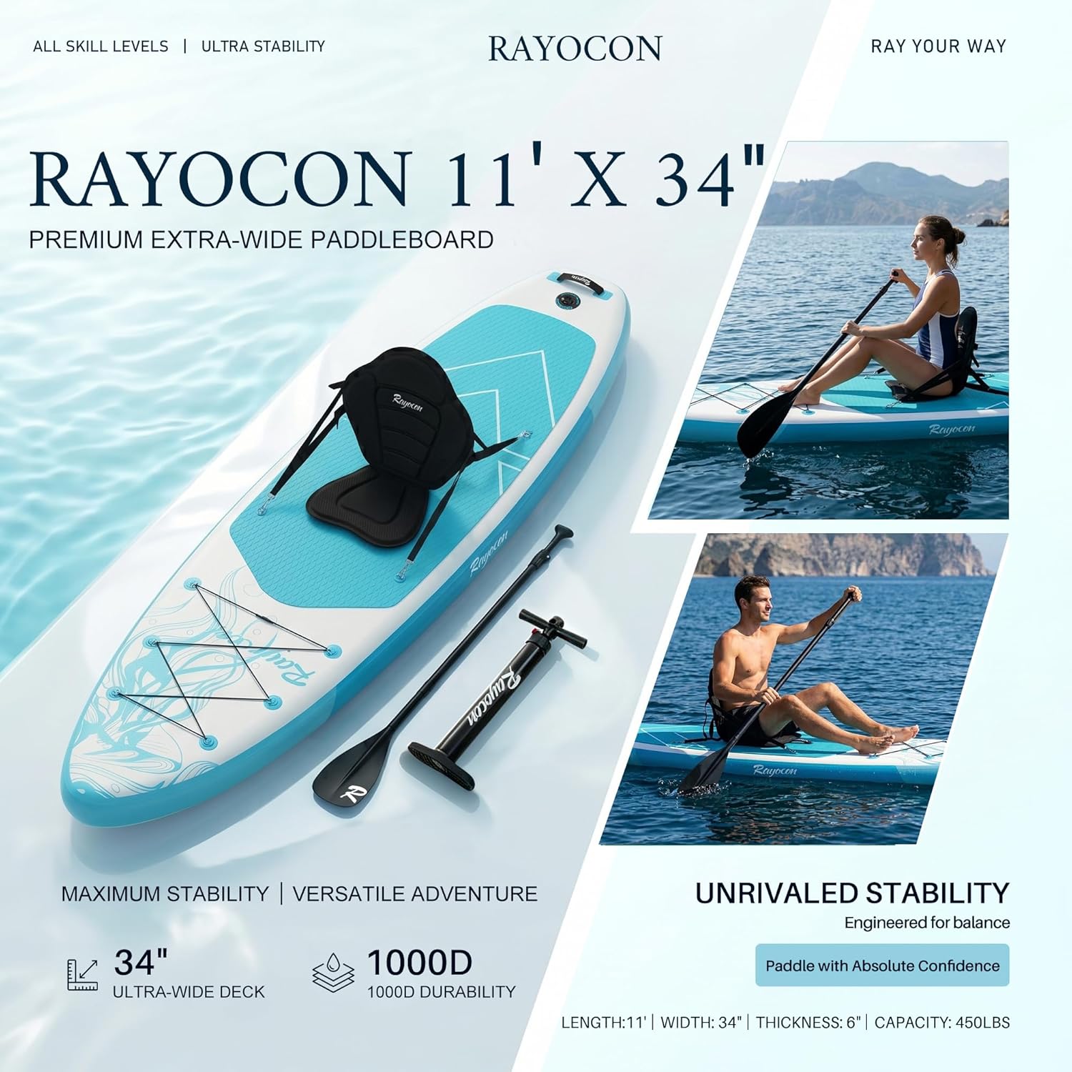 Inflatable Stand Up Paddle Board 11'×34