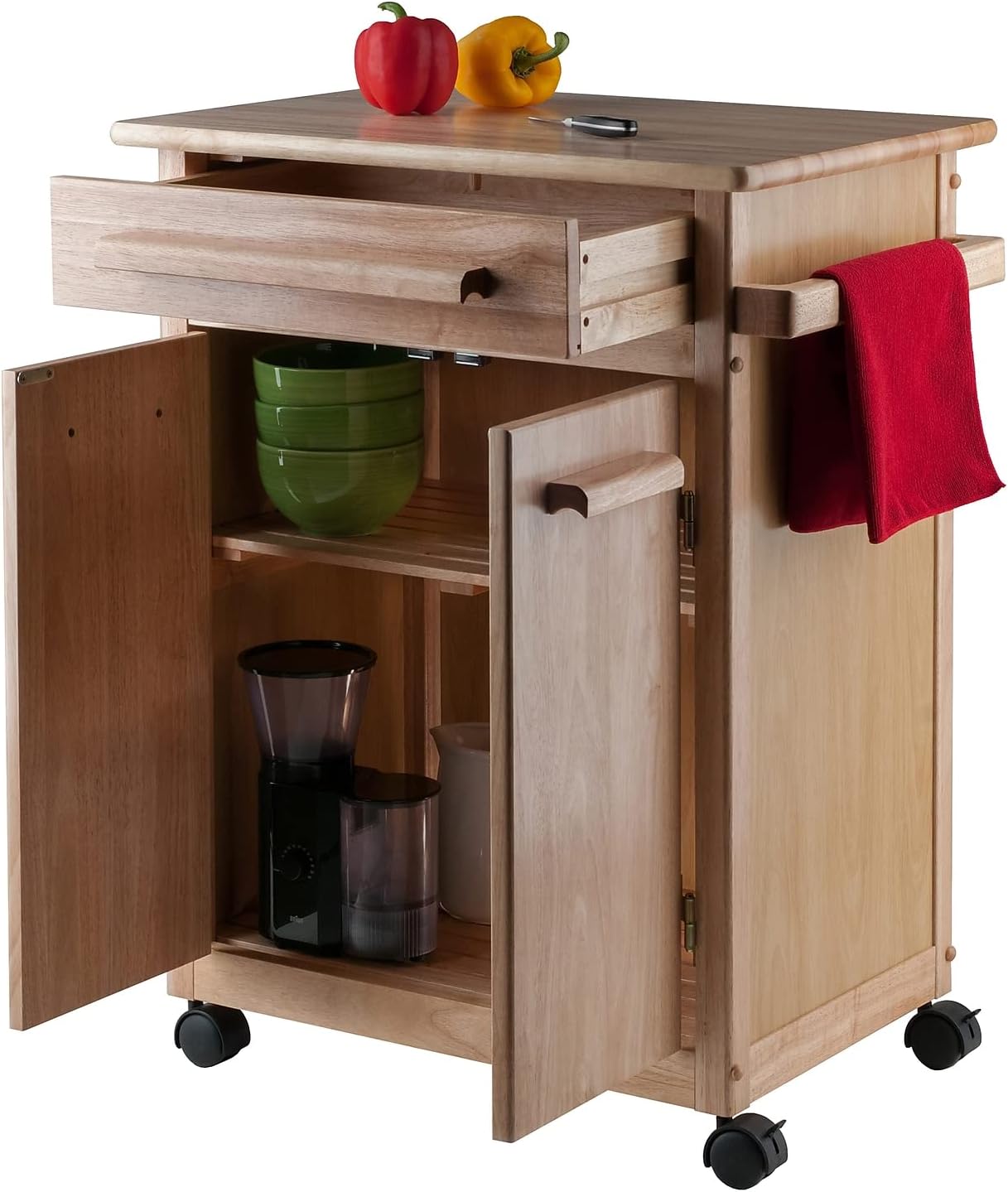 Winsome Wood Kitchen Cart, Natural, Single Drawer (82027)