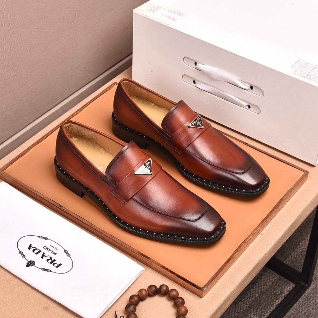 Prada men's leather shoes-38