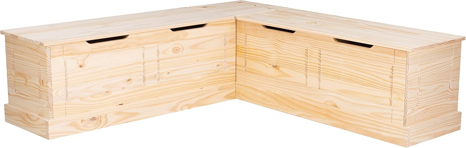 Linon Harris Unfinished Wood Backless Nook with Interior Storage