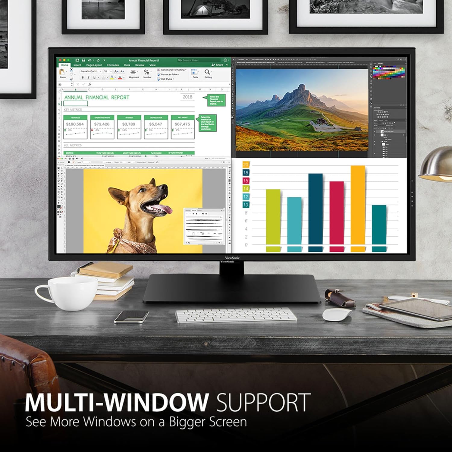 ViewSonic VX4381-4K 43 Inch 4K Monitor, MVA Display with HDR10 for Ultimate Home Entertainment and Large-Format Productivity, Eye Care Technology, HDMI, and DisplayPort Inputs