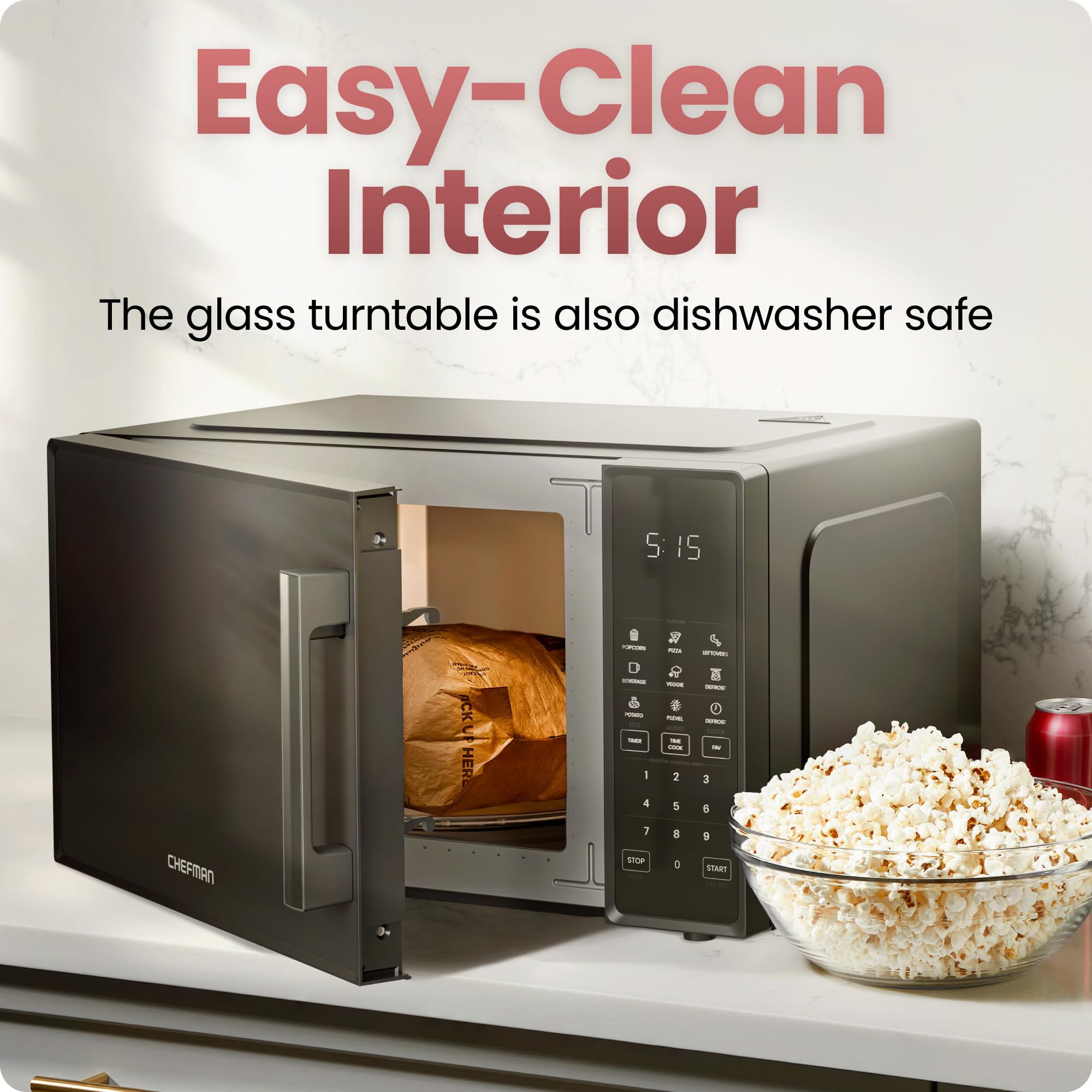 CHEFMAN Countertop Microwave Oven 1.1 Cu. Ft., 1000 Watts