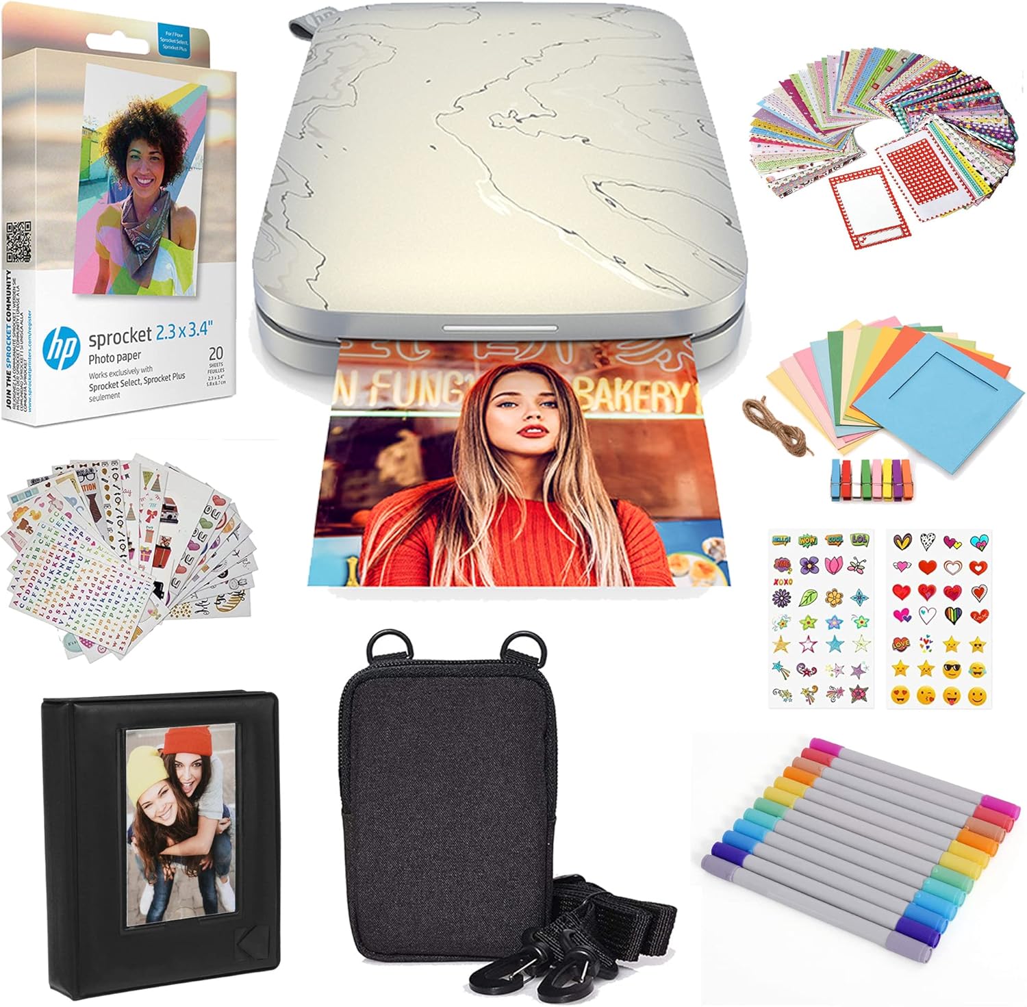 HP Sprocket Select Portable Instant Photo Printer for Android and iOS Devices - Starter Bundle