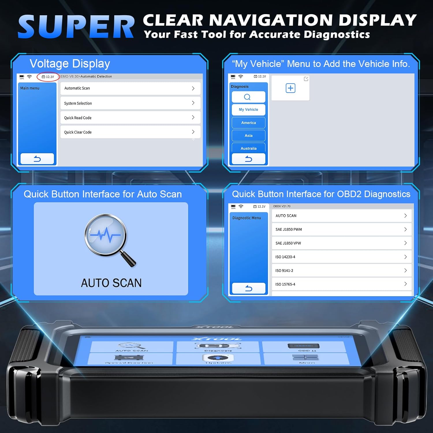 XTOOL D5 OBD2 Scanner Car Code Reader, Engine ABS SRS Transmission Diagnostic Scan Tool with 10 Resets, EPB Service, ABS Bleed, Throttle Relearn, Clear Check Engine Light, Free Update