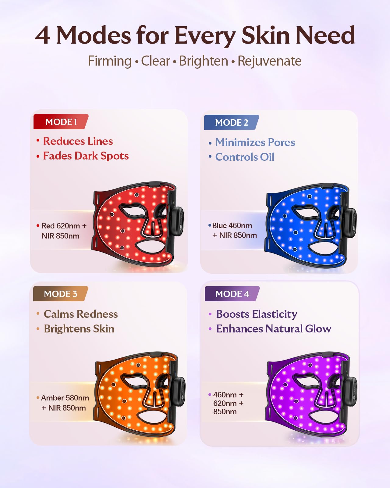 XSSNVV Red Light Therapy Face Mask – 4 Mode LED, 272 Beads