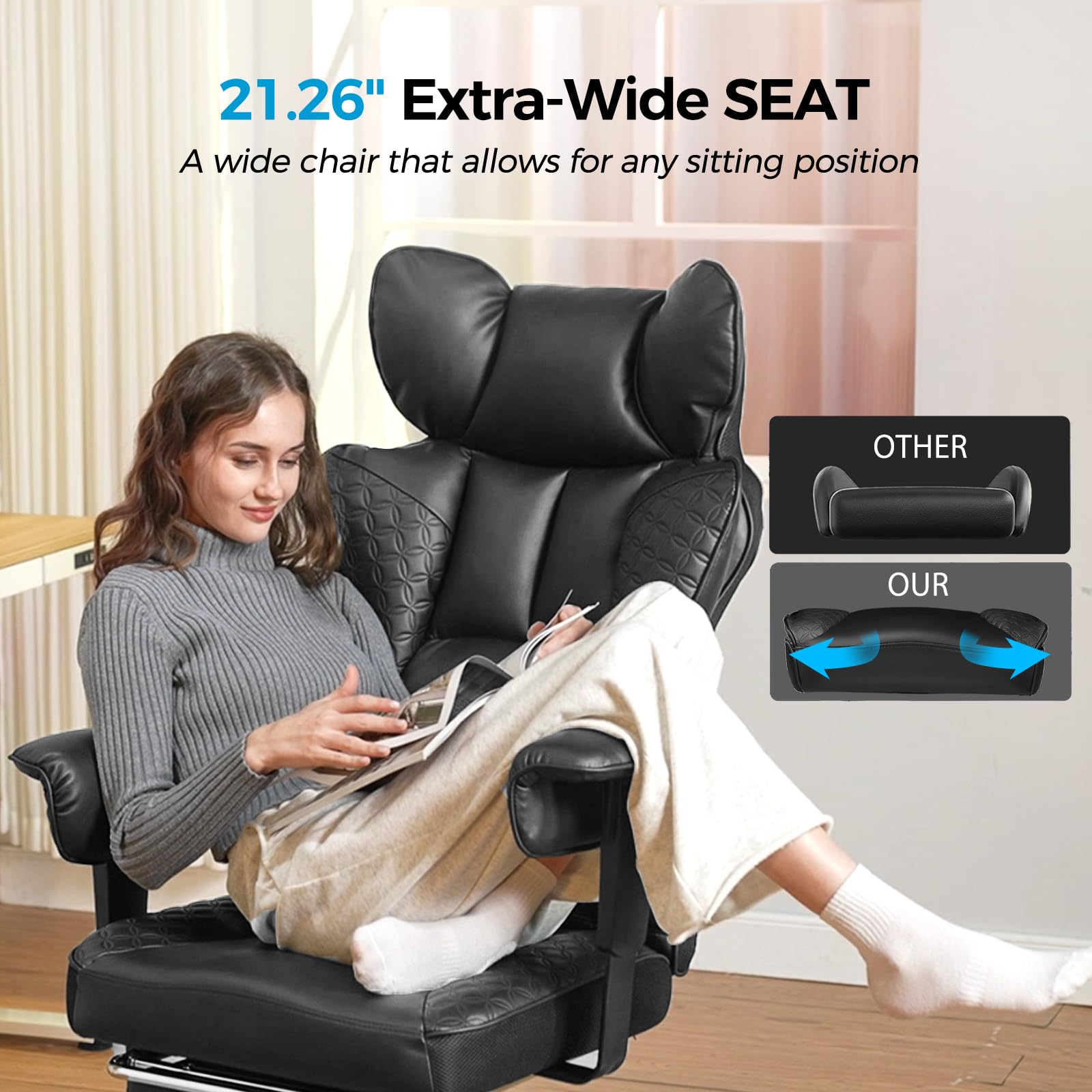COMHOMA Big and Tall Ergonomic Office Chair with Foot Rest