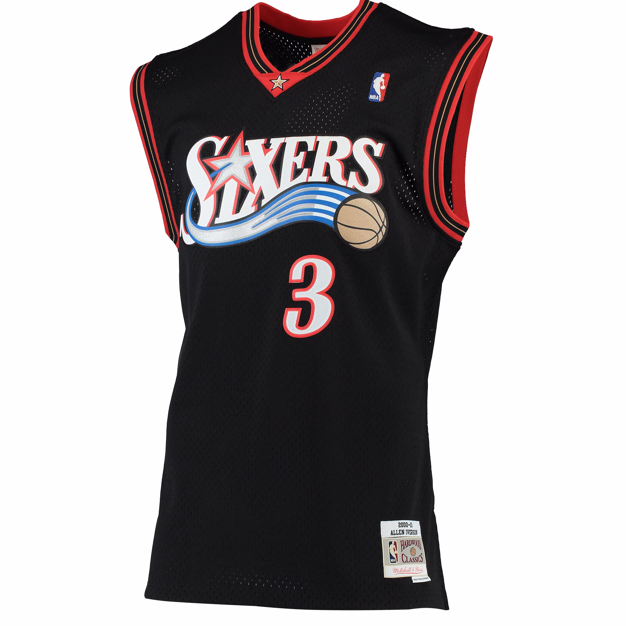 Allen Iverson Philadelphia 76ers Mitchell & Ness 2000/01 Hardwood Classics Swingman Jersey - Black