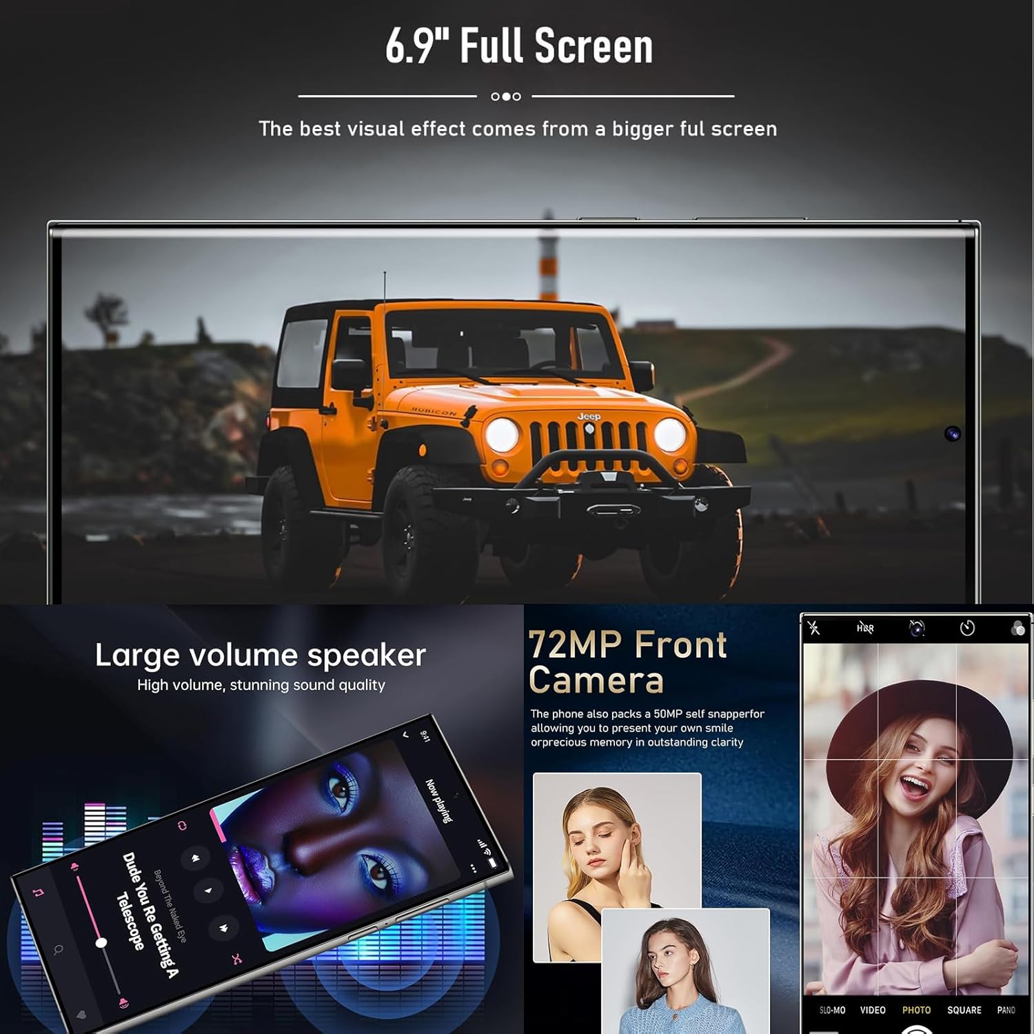 I24 Ultra 5G Unlocked Phones 8+512GB Android13 Smartphone Battery 6800mAh 6.9