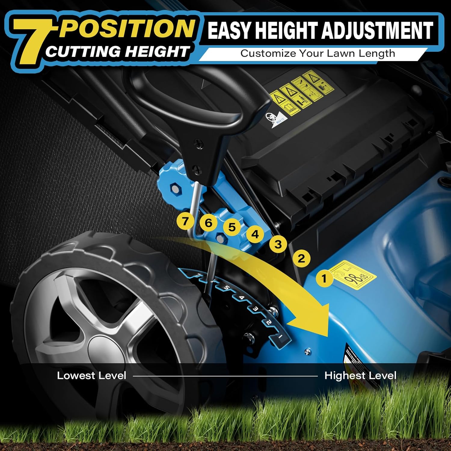 Professional Self-Propelled Gas Lawnmower, 21-Inch Cutting Deck, 201cc 4-Cycle Engine, 7 Levels Adjustable Cutting Height, 3-in-1 Functions (21-inch)