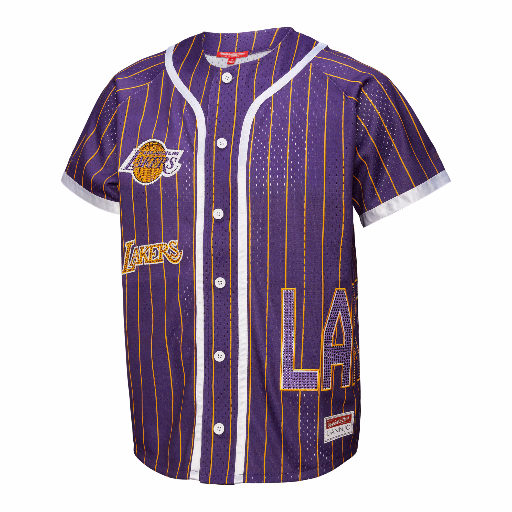 Los Angeles Lakers Mitchell & Ness x DANNIJO Women's Fashion Baseball Jersey - Purple