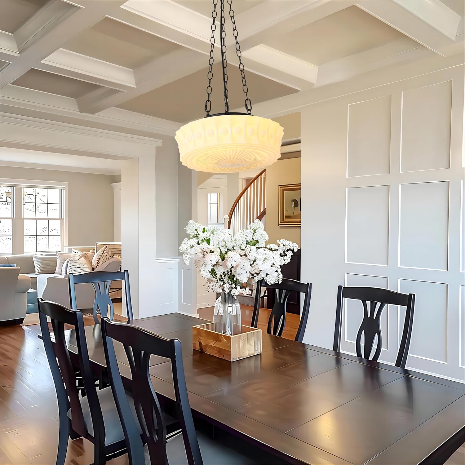 Milk Glass Pendant Light, 14
