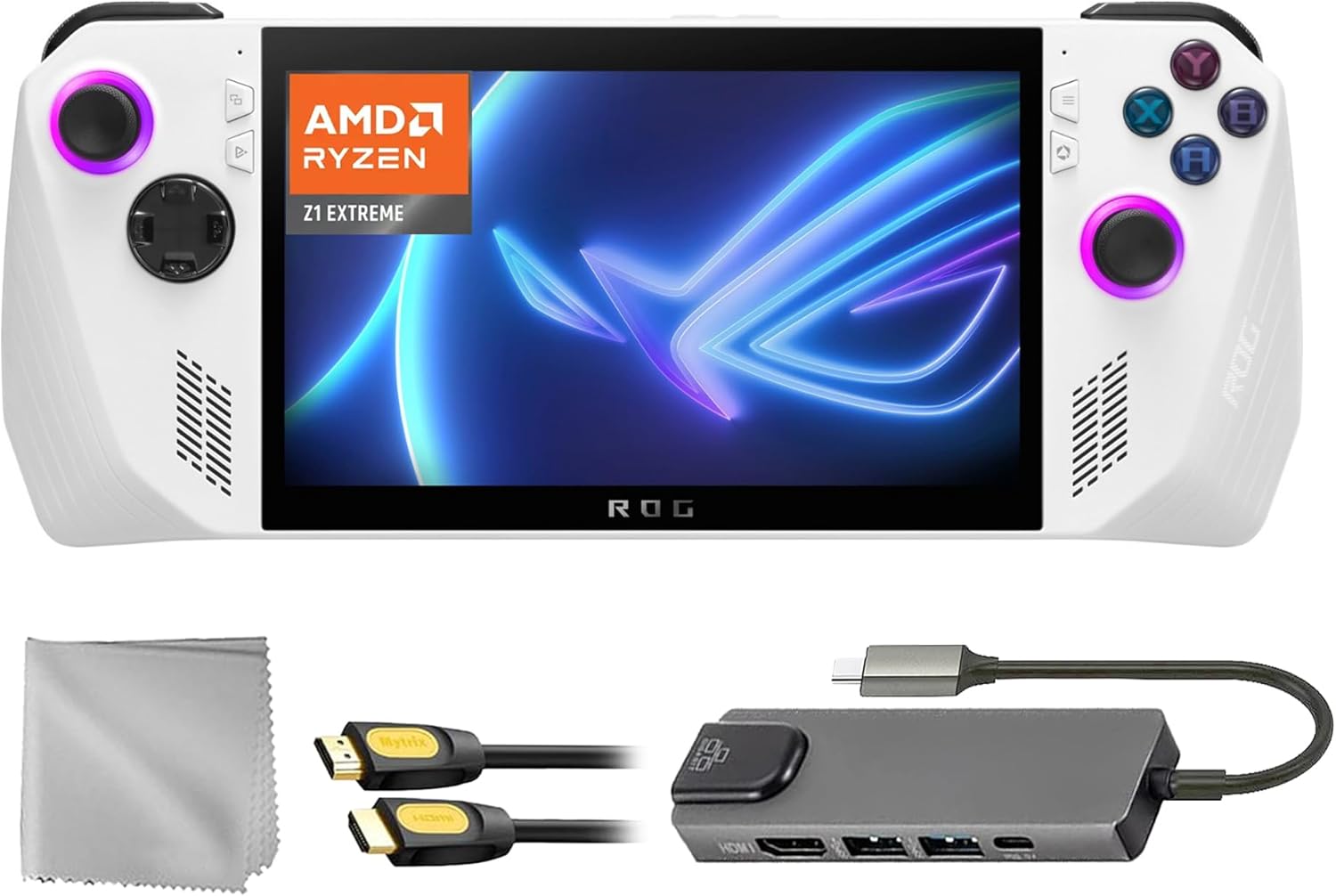ASUS ROG Ally 1TB Gaming Handheld 7-inch Touchscreen 120Hz FHD 1080p AMD Ryzen Z1 Extreme Processor, Hub, HDMI Cable, 3 Accessories: 4 in 1 Bundle