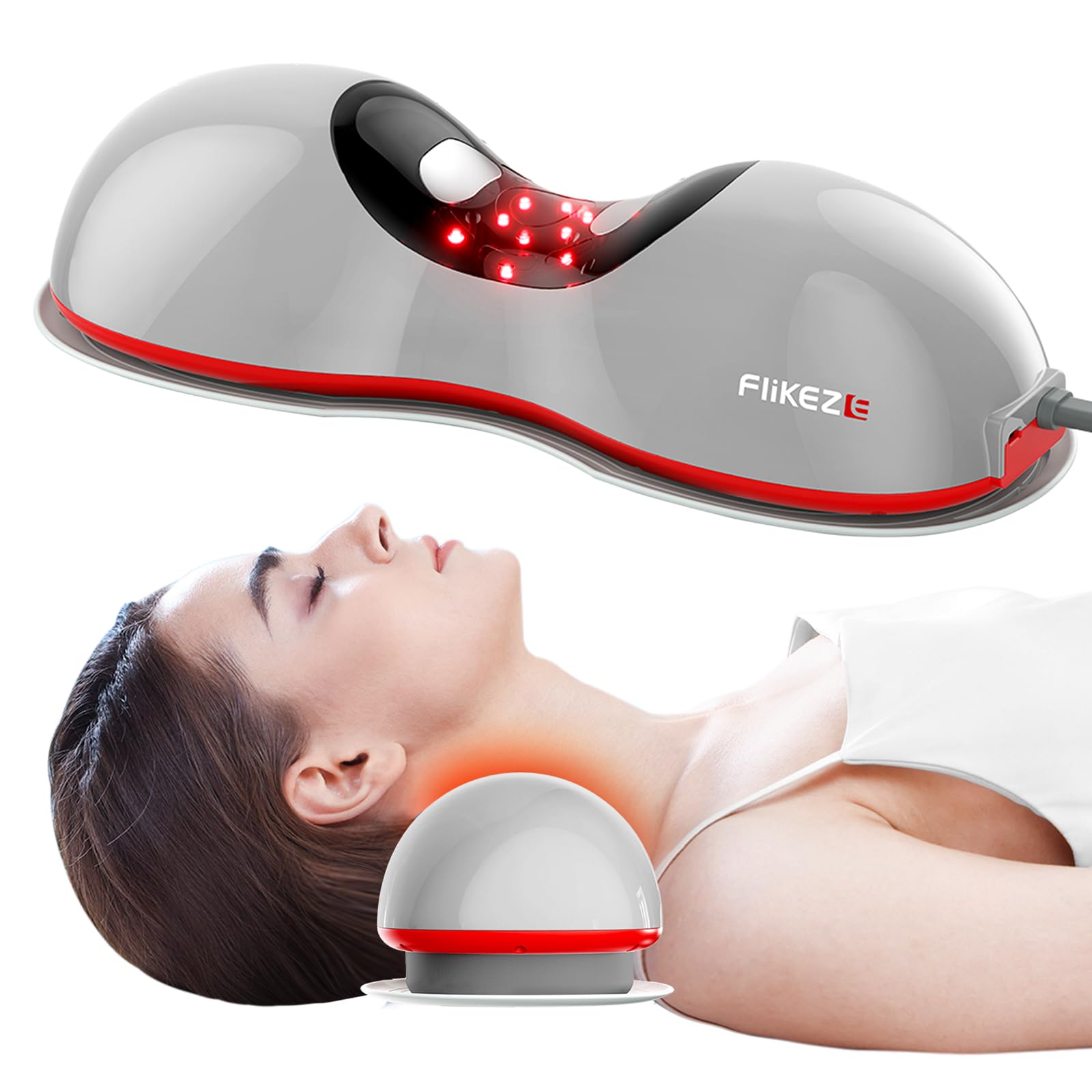 FLIKEZE Heated Neck Stretcher with Red Light Therapy