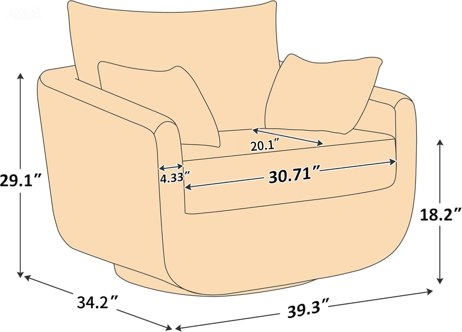 360° Swivel Accent Armchair, 39.3