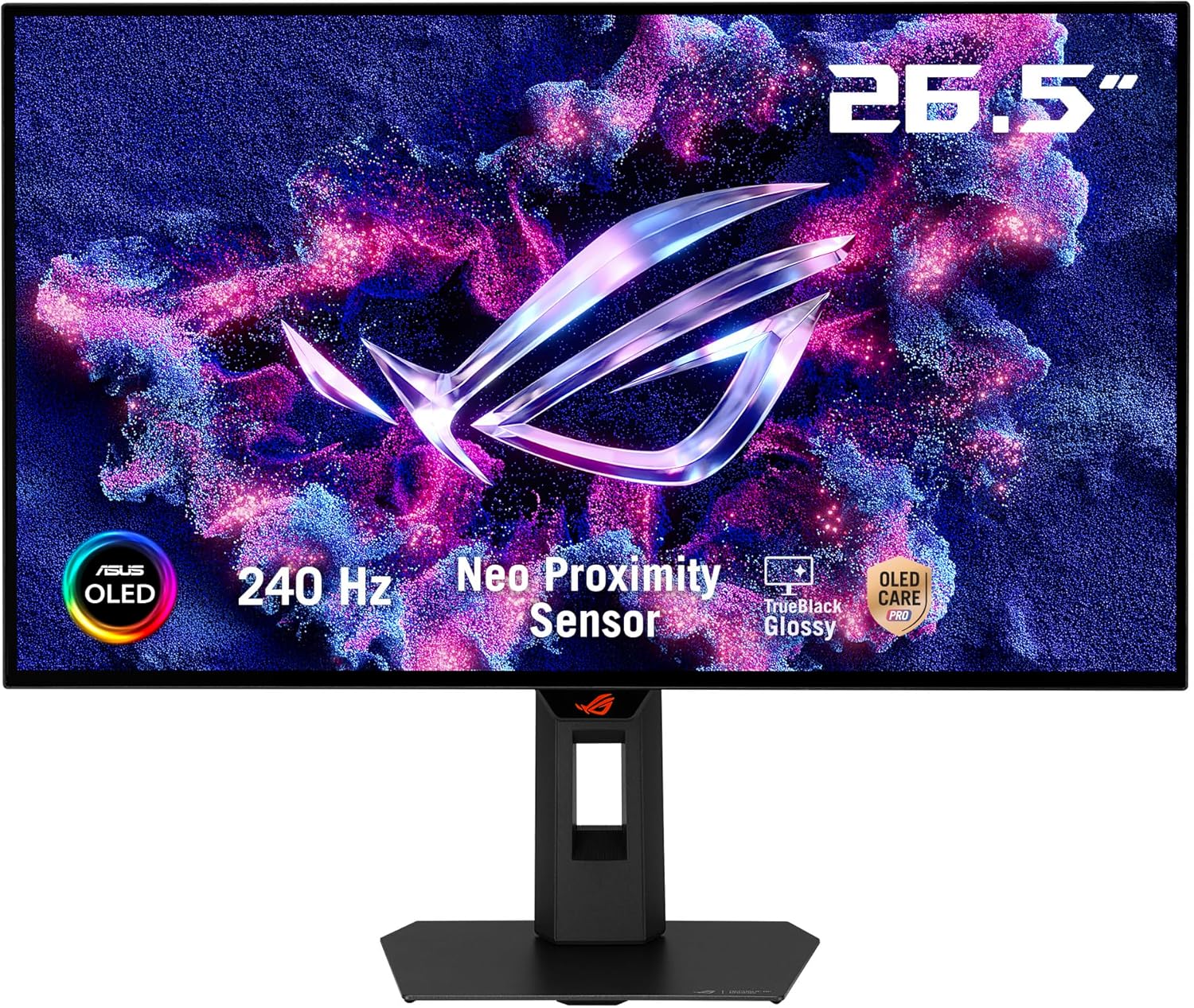 ASUS ROG Strix 27” OLED Gaming Monitor (XG27AQDMGR) - 27-inch (26.5-inch viewable) 1440p TrueBlack Glossy, 240 Hz, Neo Proximity Sensor, OLED Care Pro, ELMB, DisplayWidget Center