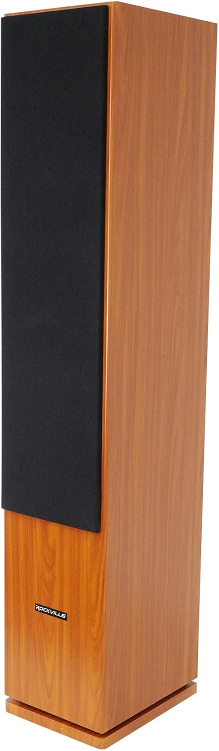 Rockville RockTower 64C Passive Tower Speaker, 4 Ohm, Classic, High-Fidelity Sound, Detachable Grille, 3-Way, 6.5