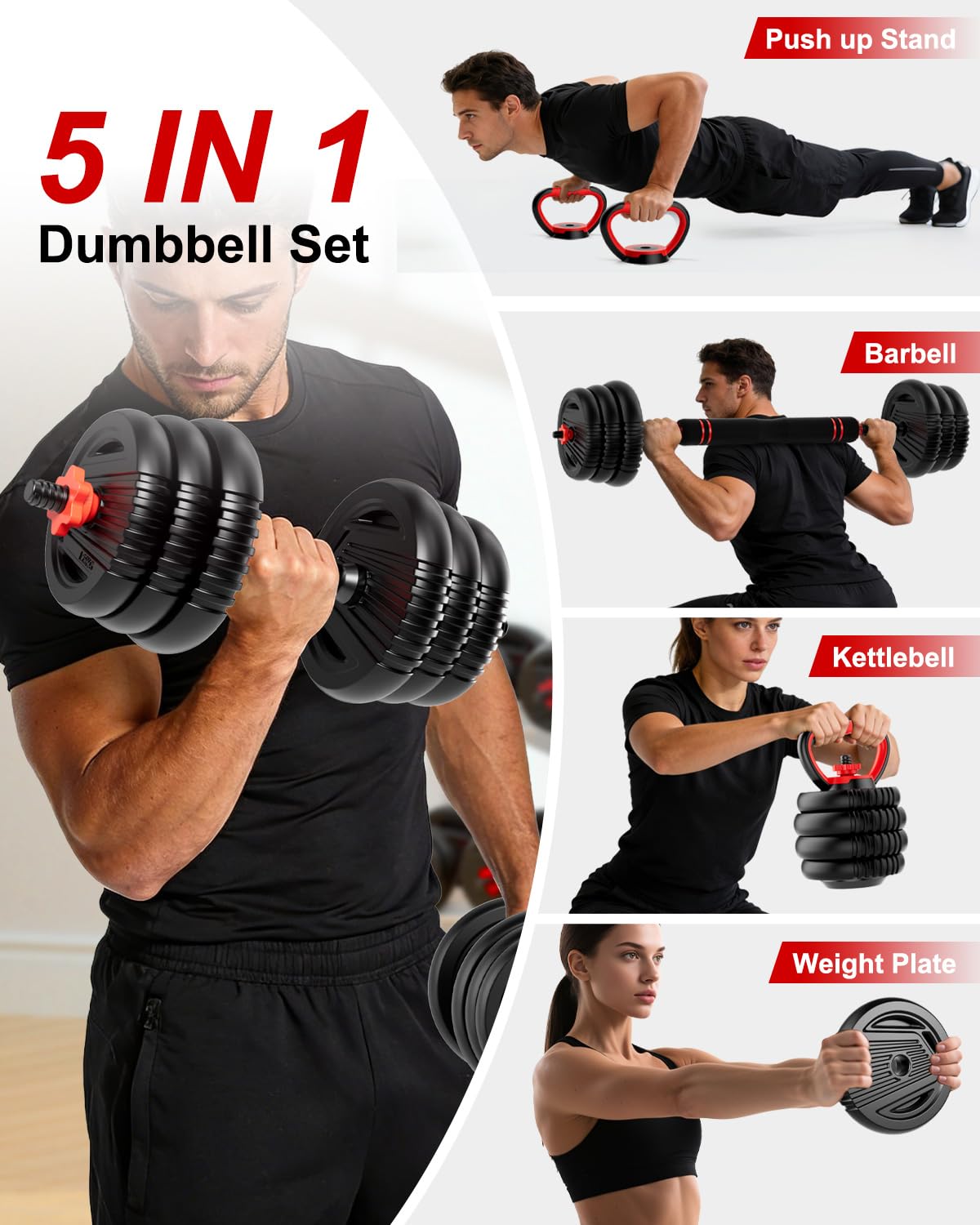 UNNMIIY Adjustable Dumbbells 20-90lbs Free Weight Set