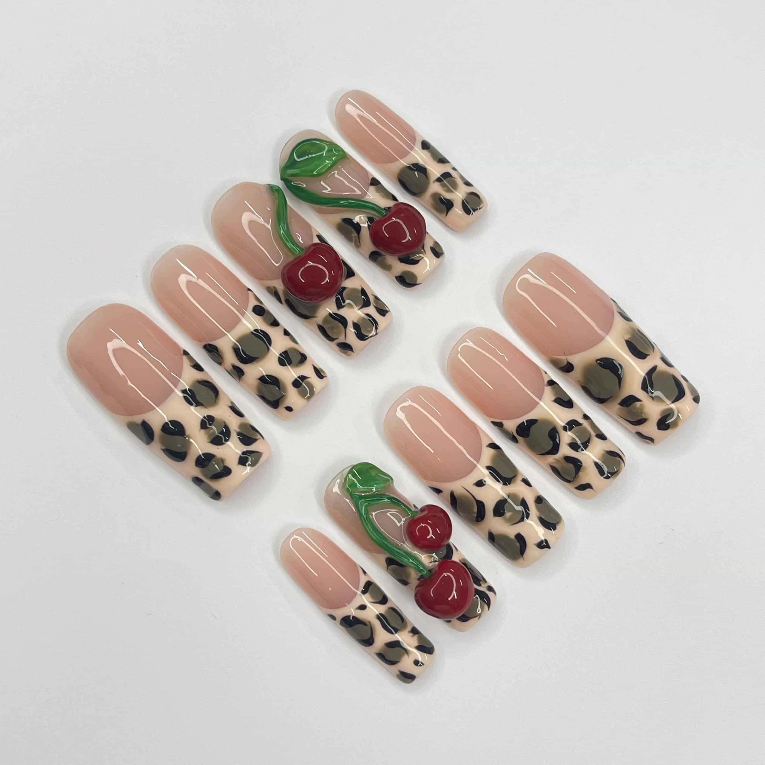 Cherry Leopard Press On NailsCherry Leopard Press On Nails - SAYEGIRLS
