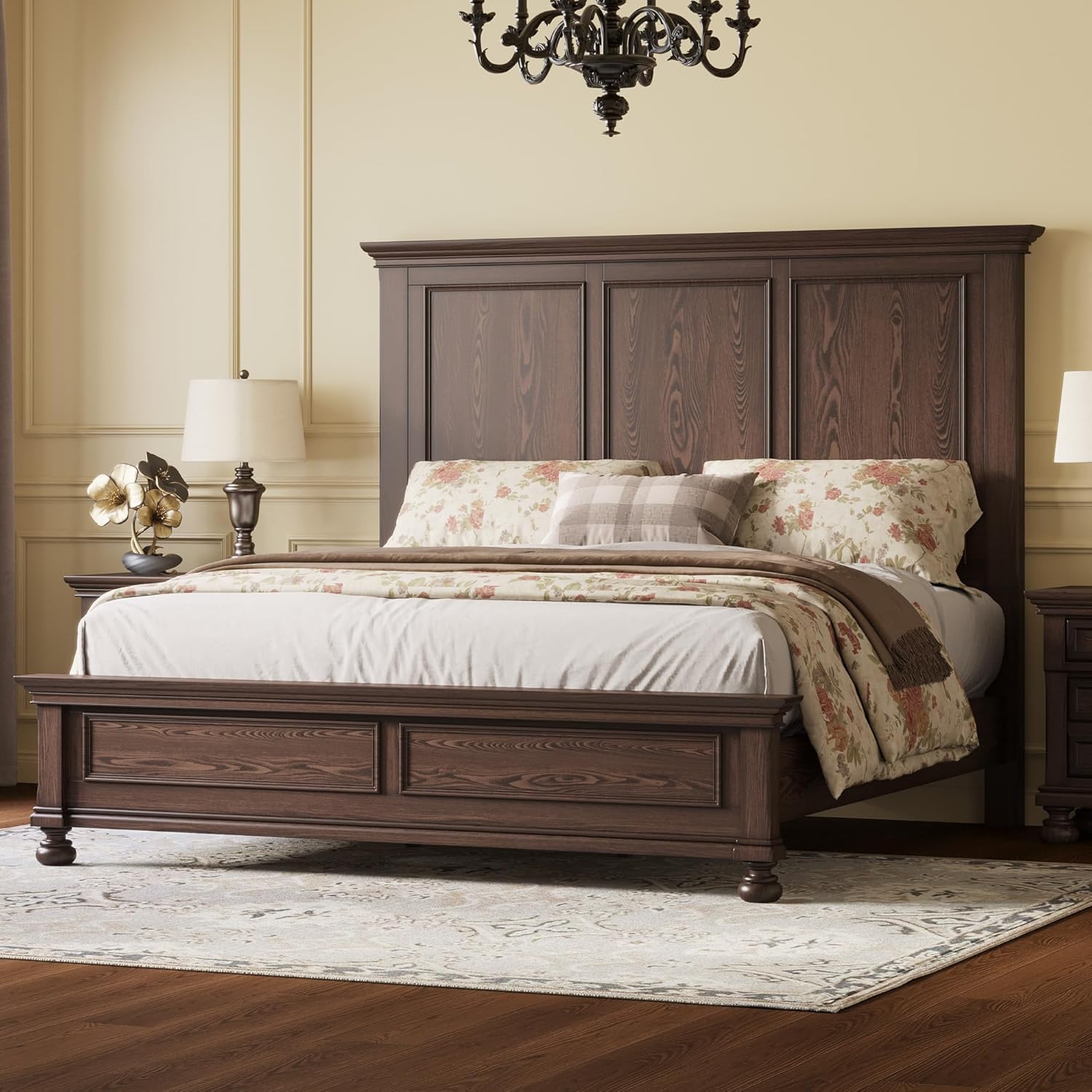 AMERLIFE Solid Wood Queen Bed Frame with 65.2
