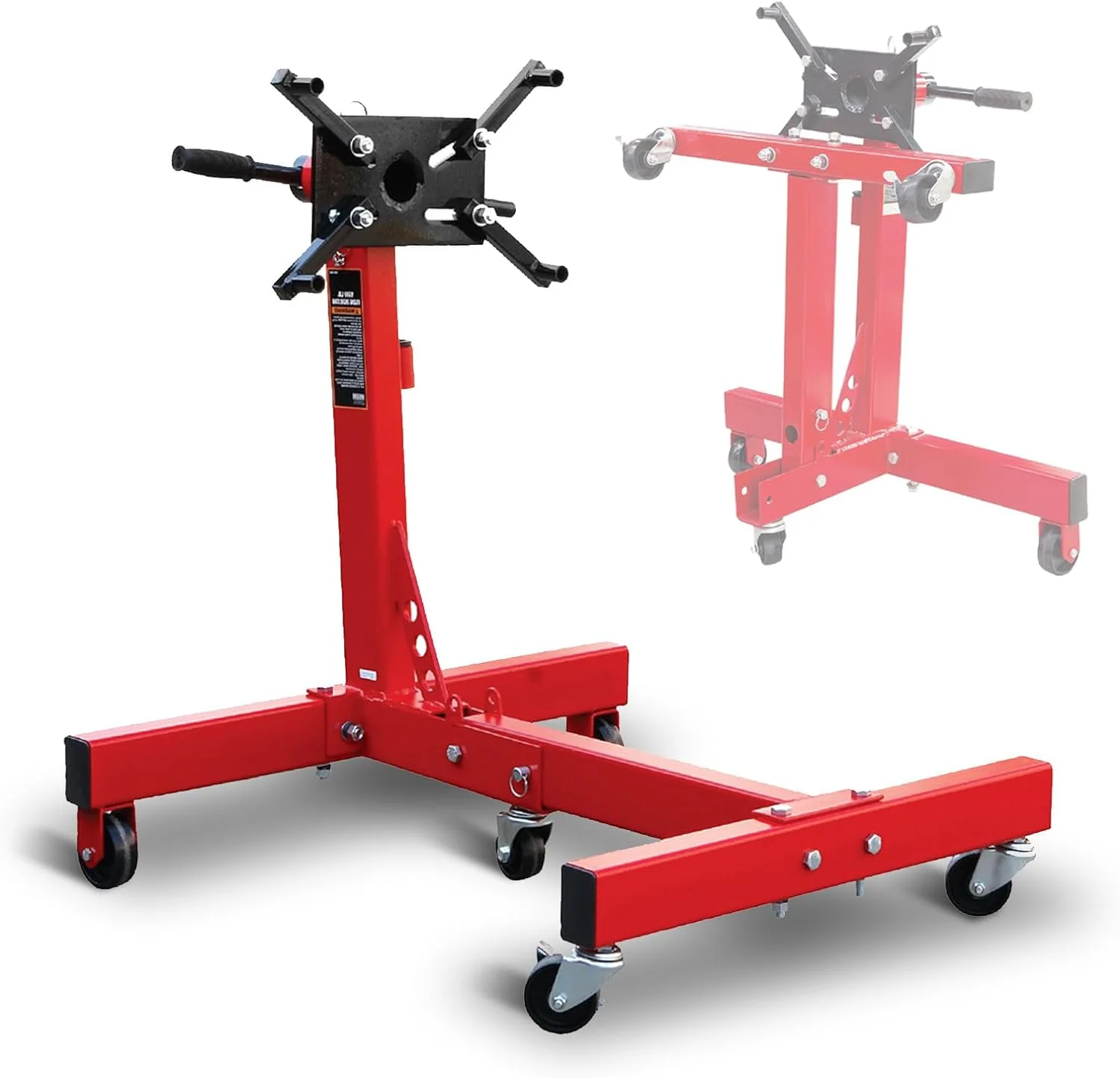 Rotating Engine Stand: Removable Oil Pan and Magnetic Tray, Turbine Turntable, 2 Brake Caster Lockable Wheels, 1,000 Lbs Capacity