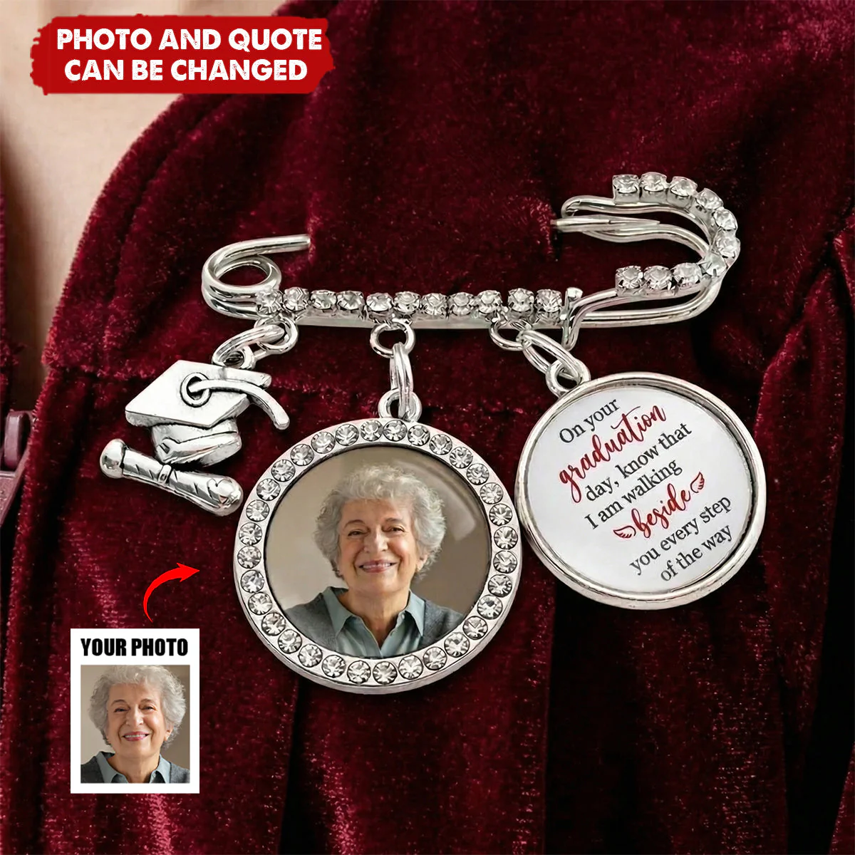 This Achievement Is For You Above - Personalized Lapel Pin With Photo Charms