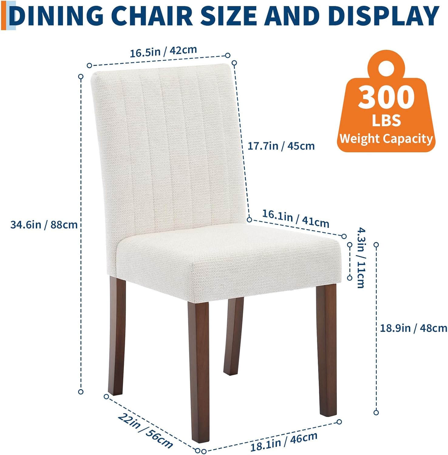 IDEALHOUSE Dining Chairs Set of 6, Farmhouse Tufted Parsons Chairs Stylish Kitchen Chairs Upholstered Fabric Kitchen Chairs with Wood Legs and Padded Seat, for Dining Room, Living Room, Beige