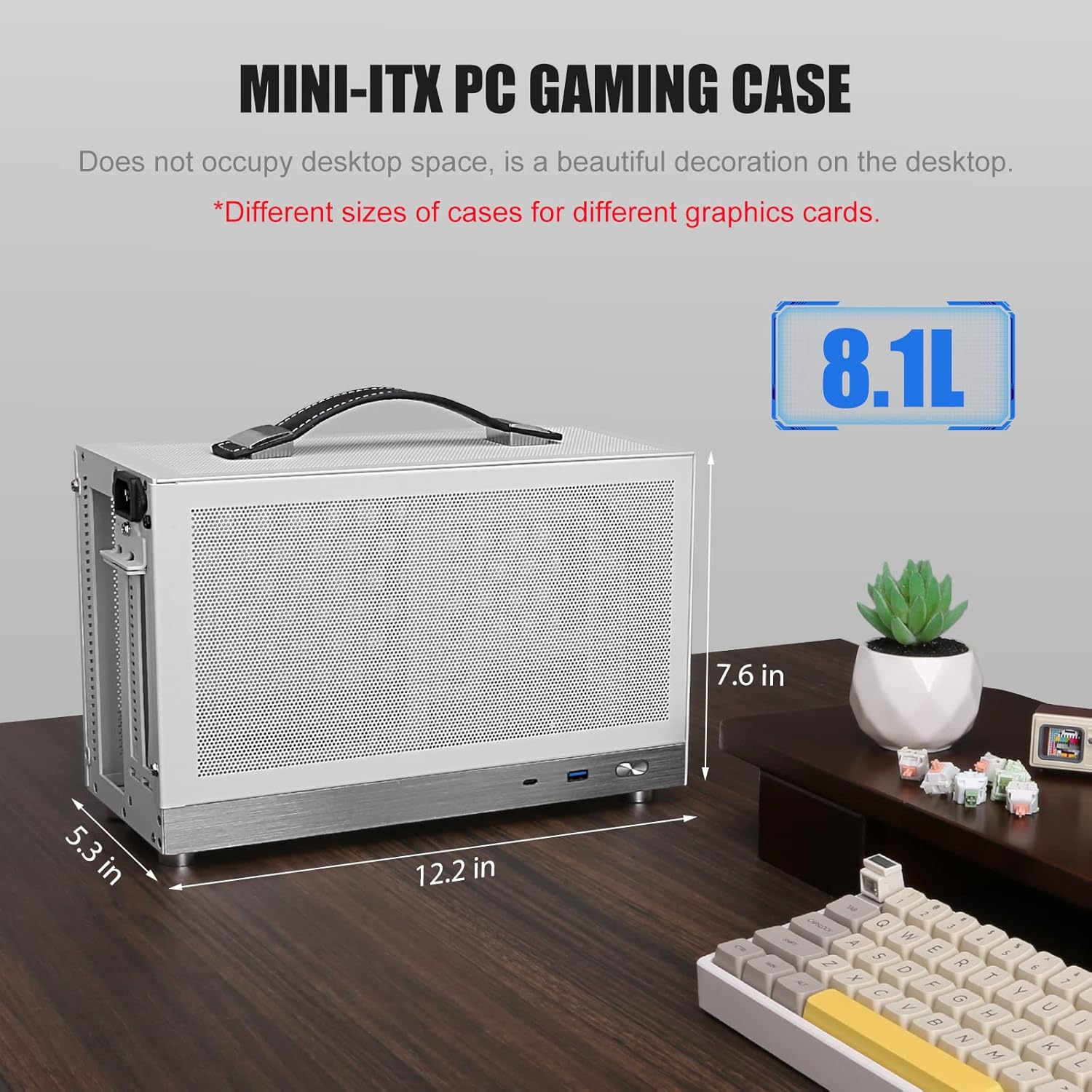 S300 - Gaming Case - Front I/O USB 3.0 Type - C Port - SFX Power Supply 100-130mm -Cable Management System - luminum Mini-ITX Motherboard Small Portable for PC (PCIe 3.0 16X Riser Cable)