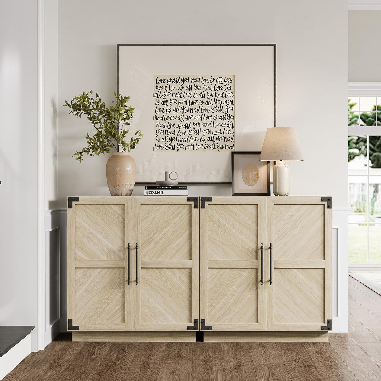 SICOTAS Sideboard Buffet Cabinet with Storage – Large Farmhouse Credenza with Doors & Adjustable Shelves for Living Room, Entryway