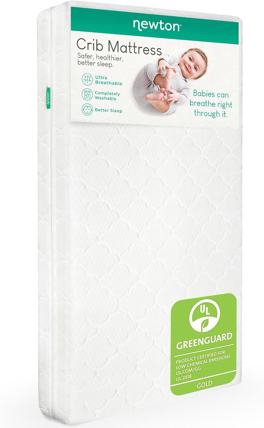 Newton Baby Crib Mattress and Toddler Bed - Ultra-Breathable Proven to Reduce Suffocation Risk, Washable Core & Cover, All-Stages, Infant to Toddler, Deluxe 5.5