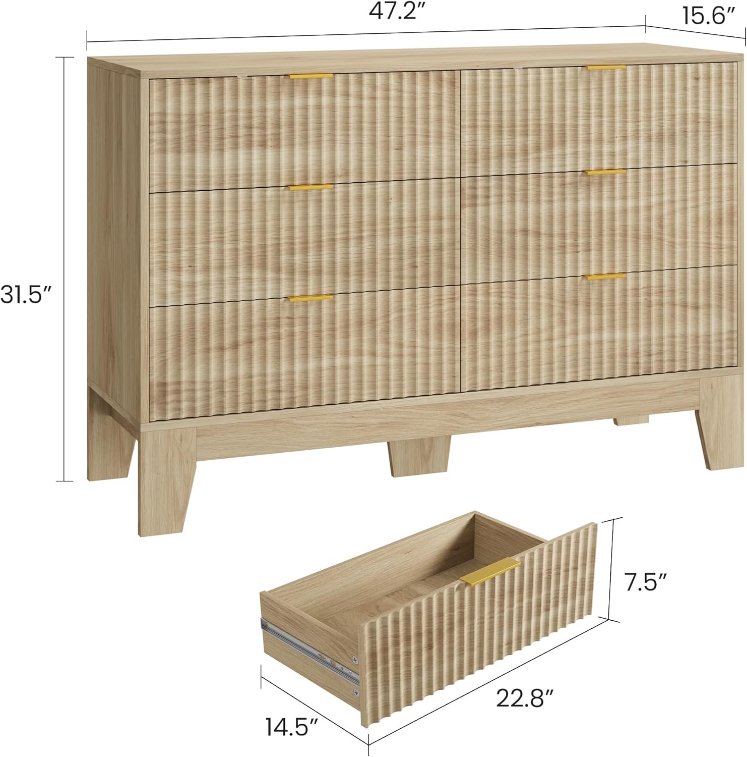 Garvee 6 Drawer Dresser for Bedroom, 47