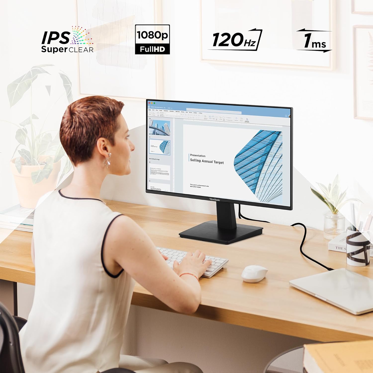 ViewSonic VA2448-MH 24 Inch 1080p Monitor, IPS Display with 120Hz for Smooth Home and Office Viewing, Variable Refresh Rate, HDMI, and VGA Inputs