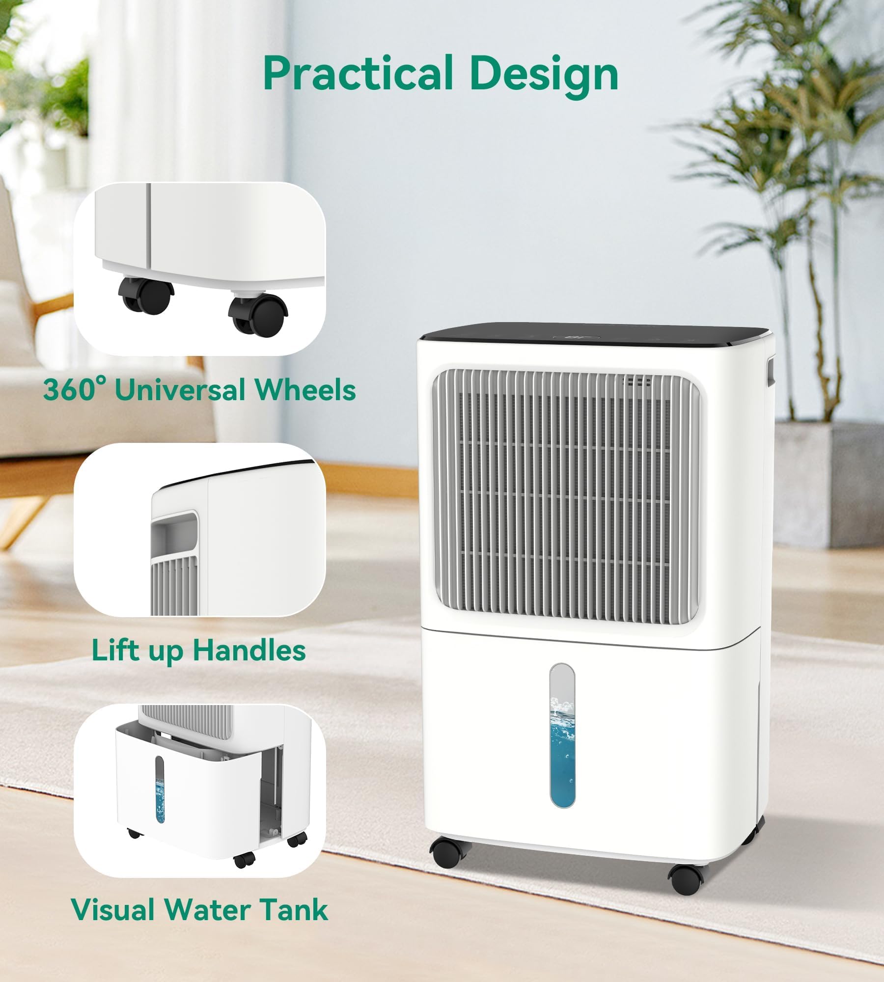 VEAGASO 2500 Sq.Ft Dehumidifier with Drain Hose & Humidity Control