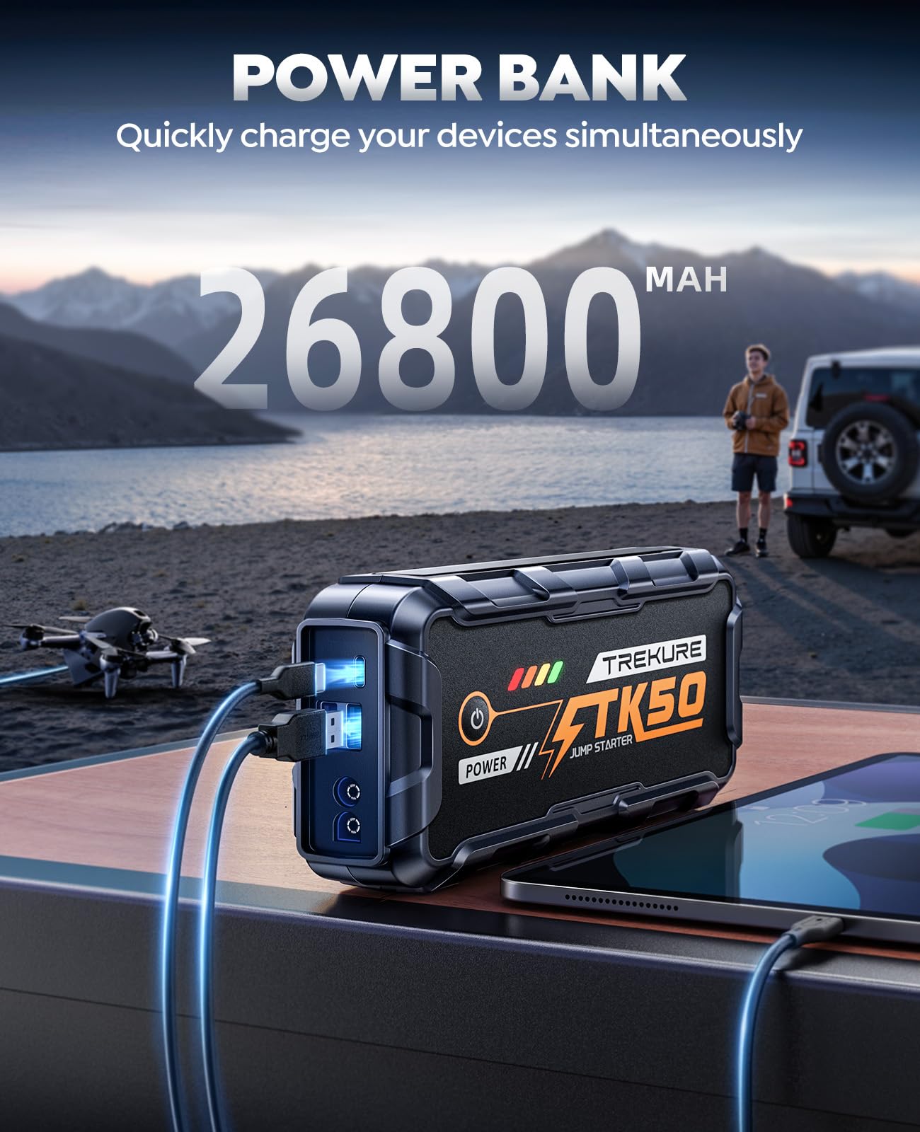TREKURE Car Battery Jump Starter 8000A, 26800mAh Power Bank
