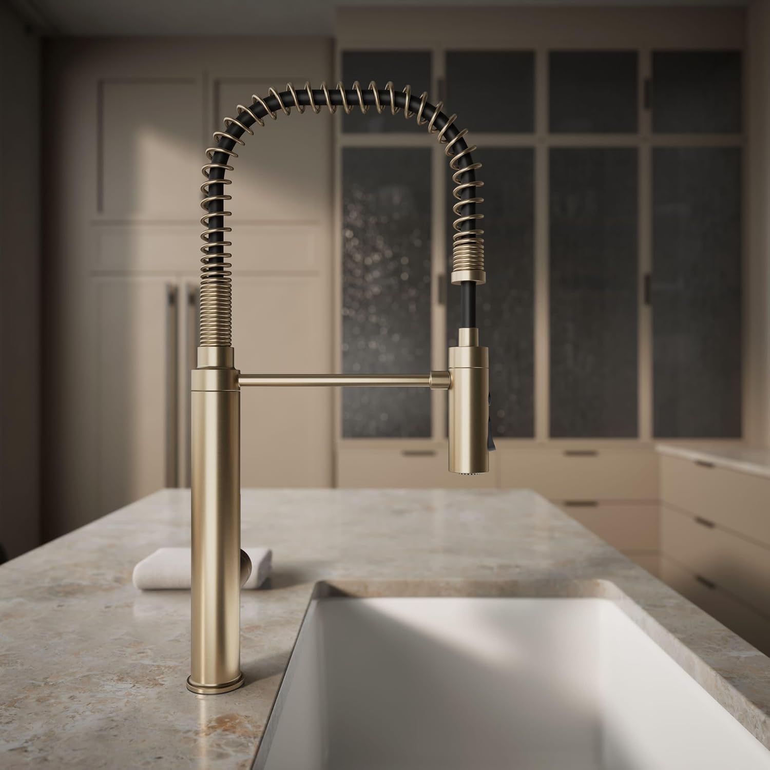 KOHLER ?24982-BV Purist® SEMI-PRO Kitchen Faucet, Commercial Kitchen Sink Faucet with Pull-Down Sprayhead, Vibrant Brushed Bronze