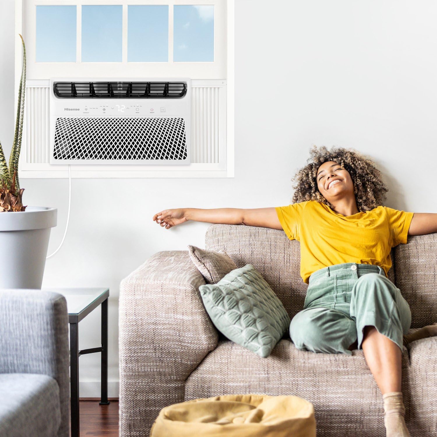 Hisense 12000 BTU Inverter Window Air Conditioner Unit, WiFi Smart App Control, Energy Efficient Quiet Cooling for Large Room, Living Bedroom Home, Mounted AC 550 Sq. Ft.