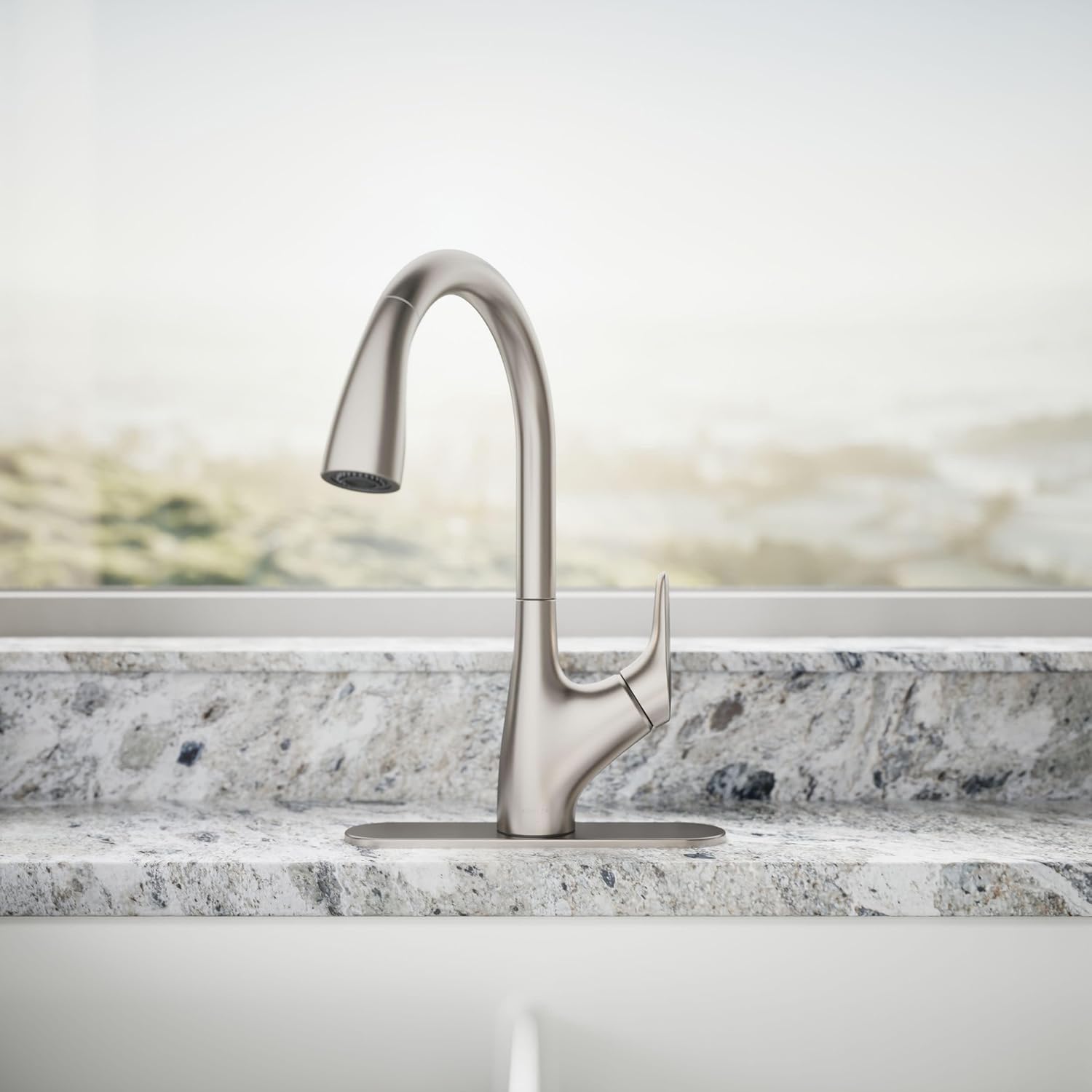 KOHLER 30469-VS Rival Single Handle Pull-Down Kitchen Faucet, Kitchen Sink Faucet with Pull-Down Sprayer, Vibrant Stainless