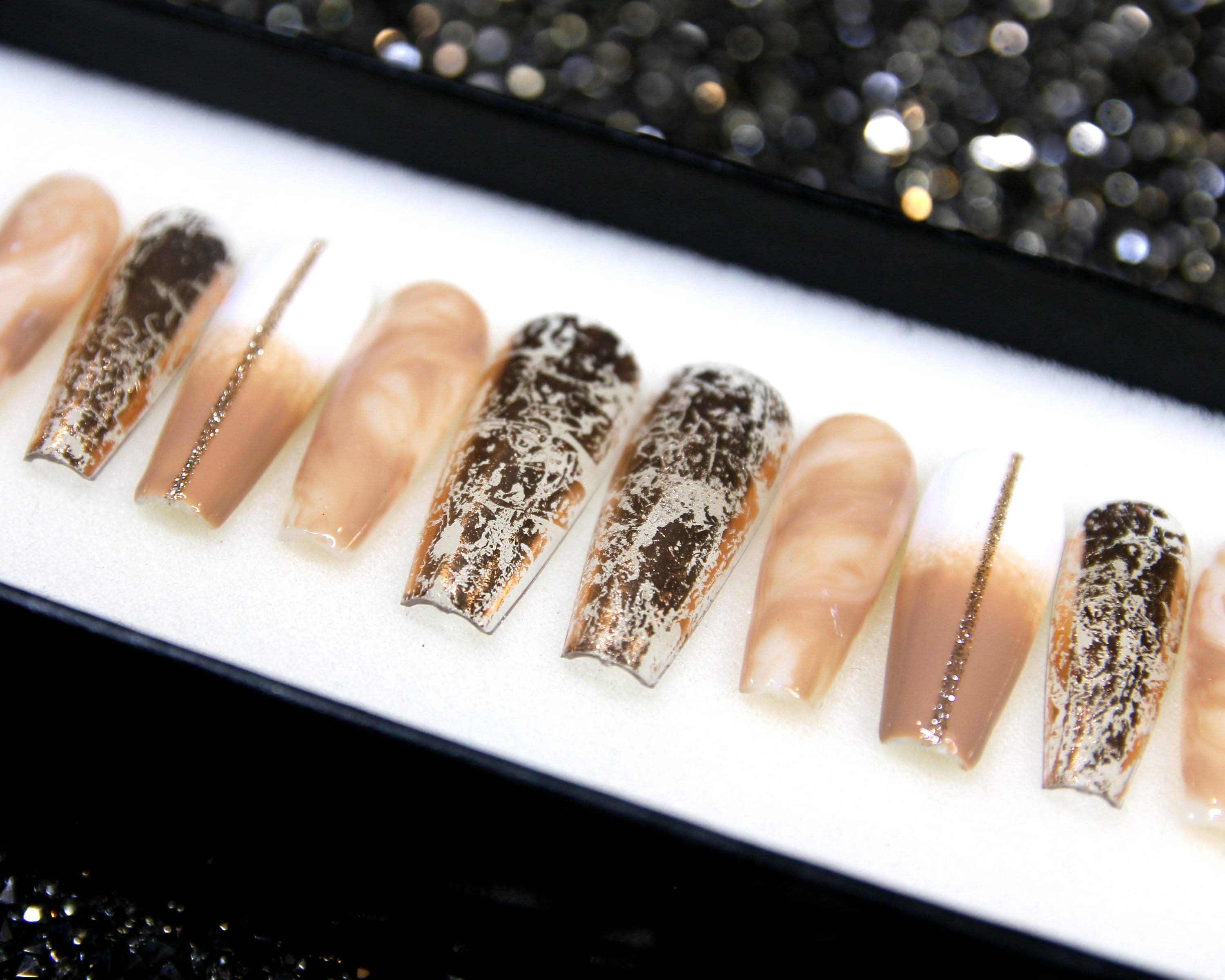 Golden Glitter Ombre Press On NailsGolden Glitter Ombre Press On Nails - SAYEGIRLS