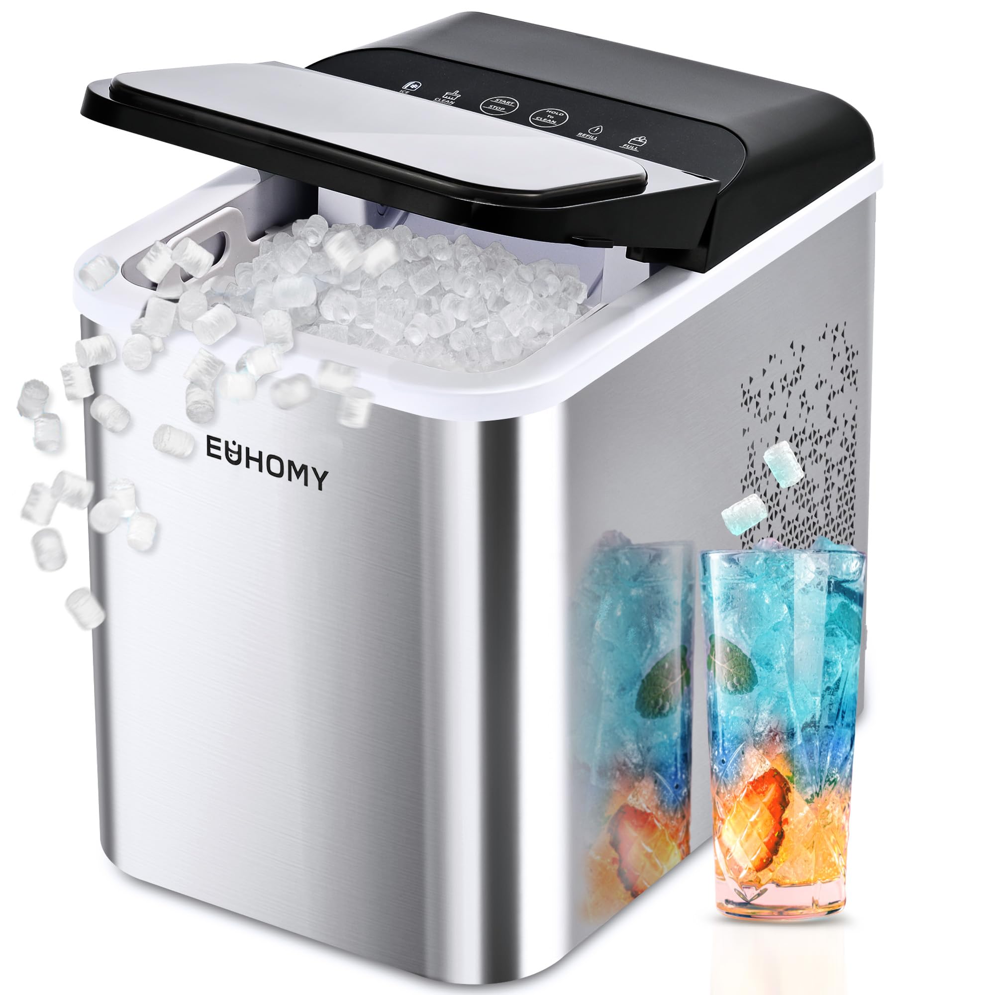 EUHOMY Nugget Ice Maker - Portable, Ready in 8 Mins, 35lbs/24H