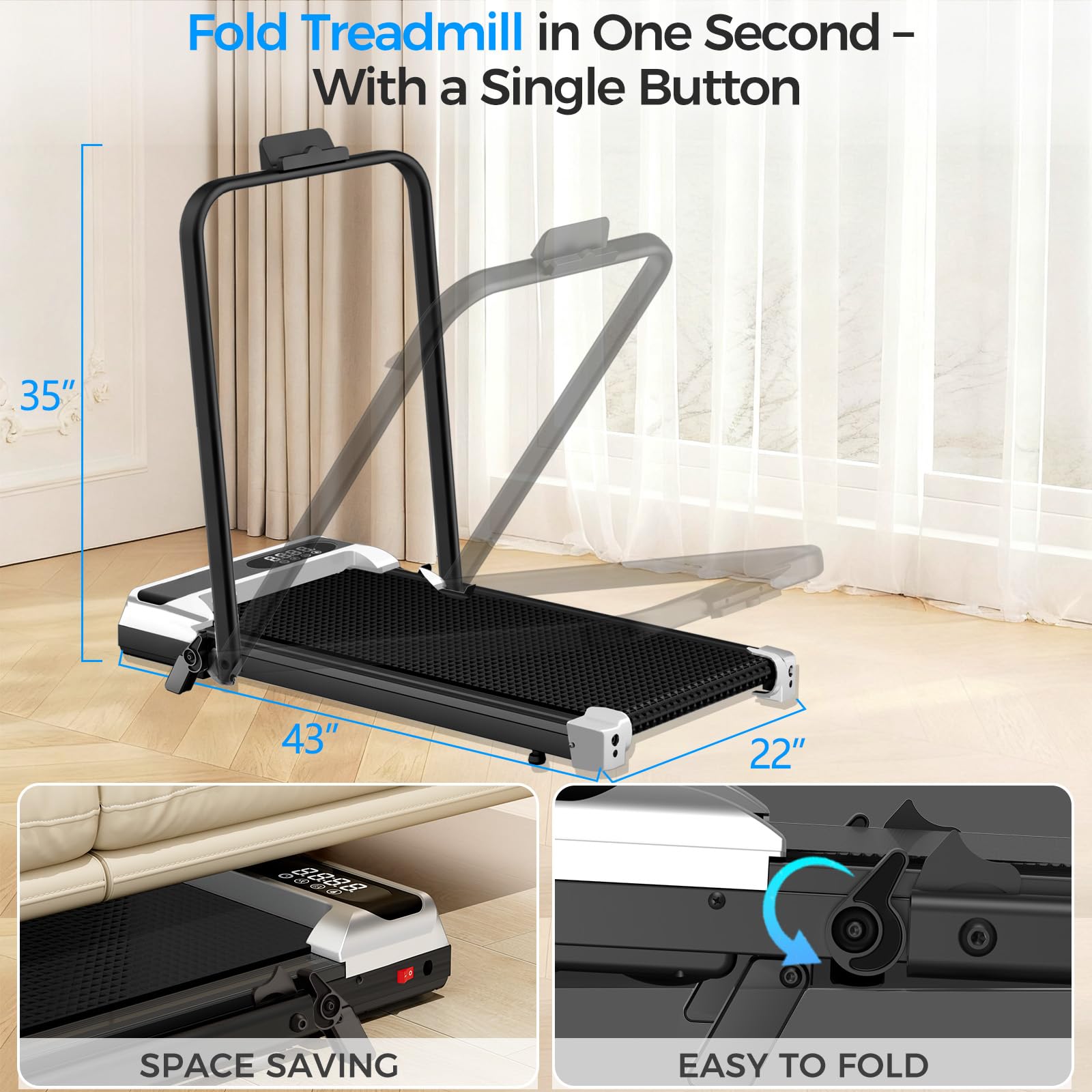 SHINEMAOS Walking Pad Treadmill with 8% Incline and Remote