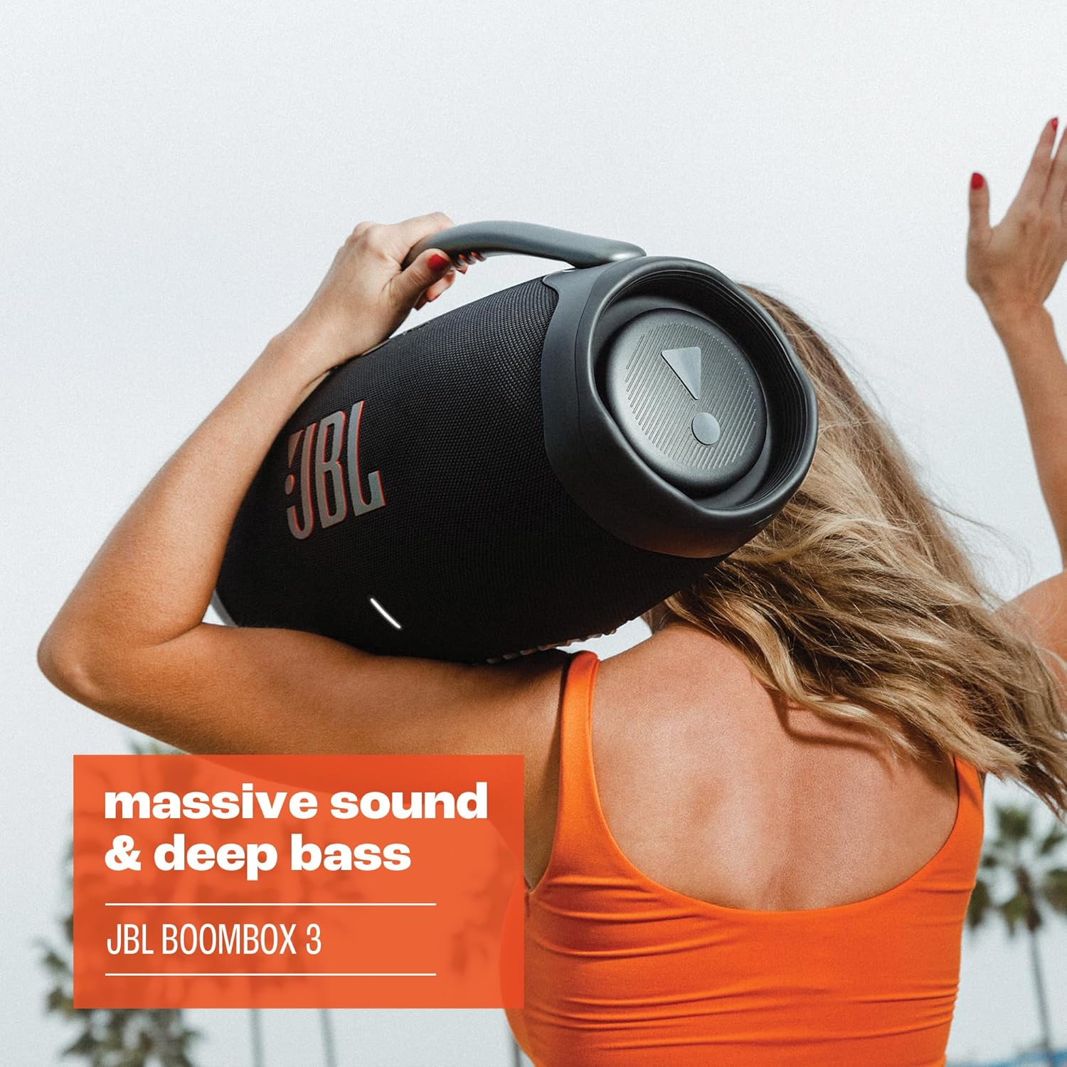 JBL Boombox 3 - Portable Bluetooth Speaker, Powerful Sound and Monstrous bass, IPX7 Waterproof, 24 Hours of Playtime, powerbank, PartyBoost for Speaker Pairing, eco-Friendly Packaging (Squad)
