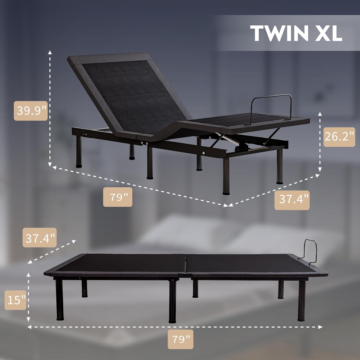 Dyonery Twin XL Adjustable Bed Base Frame with Wireless Remote + 12 Inch Twin XL Gel Memory Foam Mattress Bed in a Box, Head and Foot Incline, Zero Gravity, Fiberglass Free, 80
