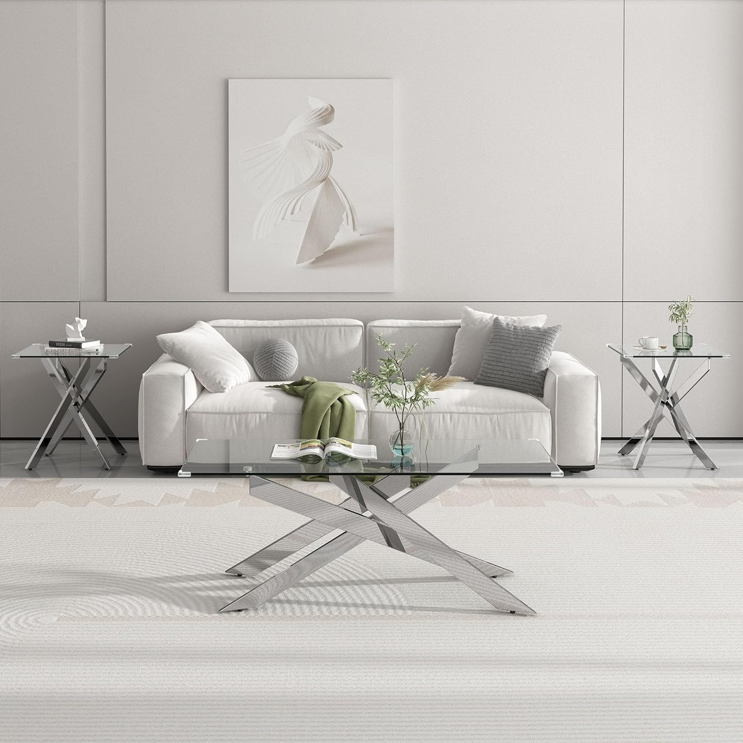 3 Pieces Living Room Table Set, 47