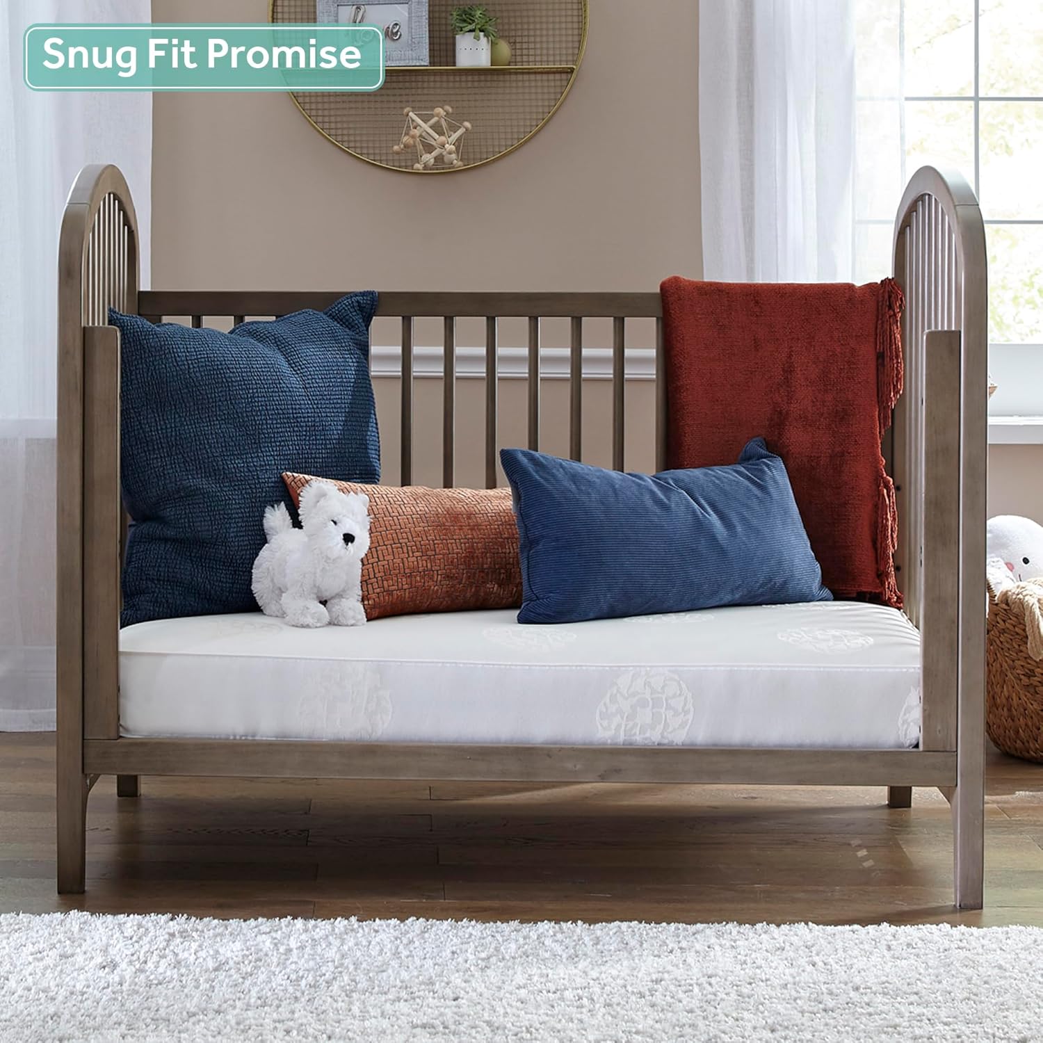 Sealy Baby Cotton Cozy Rest Breathable 2 Stage Waterproof Crib Mattress plus Toddler Bed Fit, 204 Coils & Soft Coton Cover, GREENGUARD Gold Certified, Safety & Quality Tested, Made in USA, 52