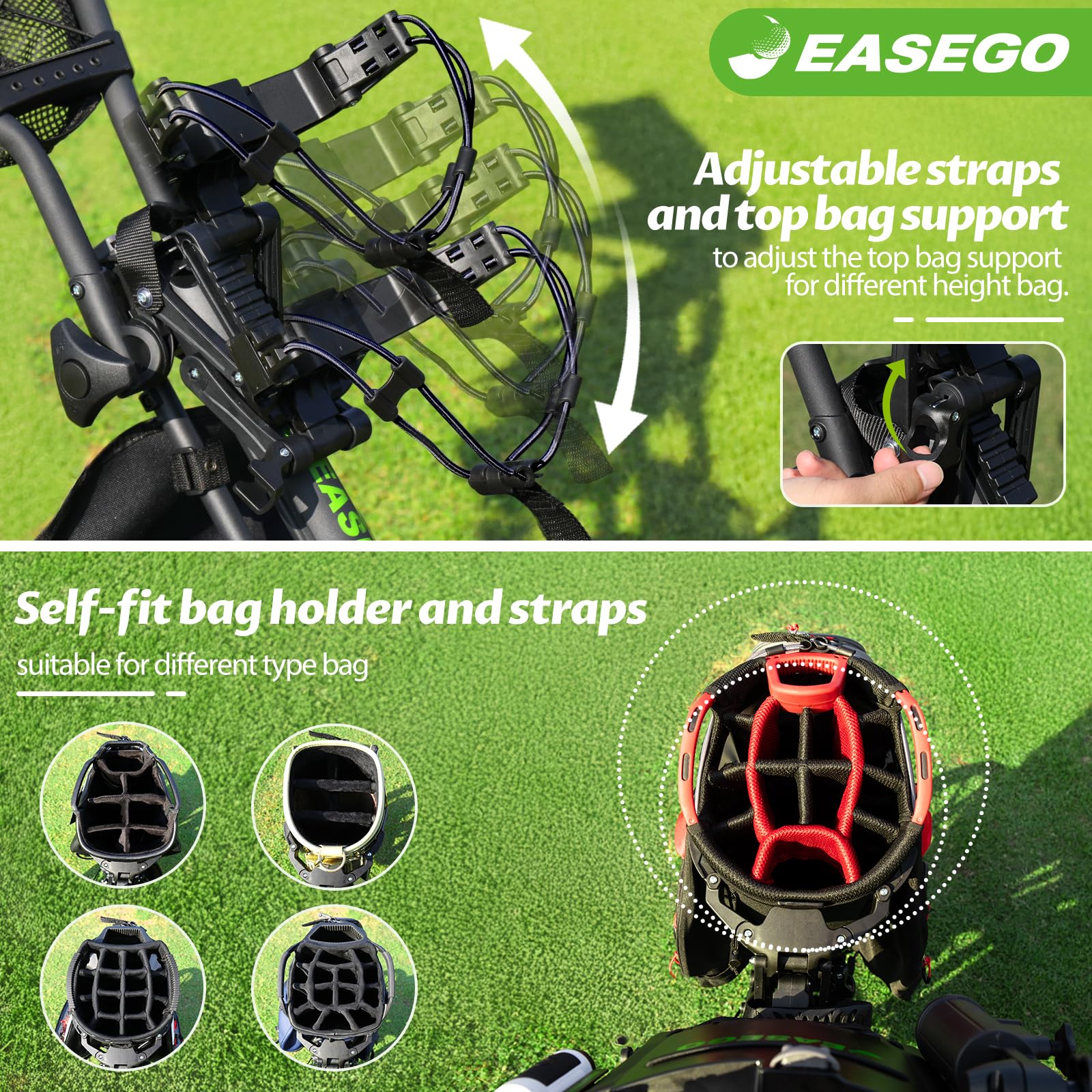 EASEGO Golf Push Cart – Foldable 3 Wheel Caddy