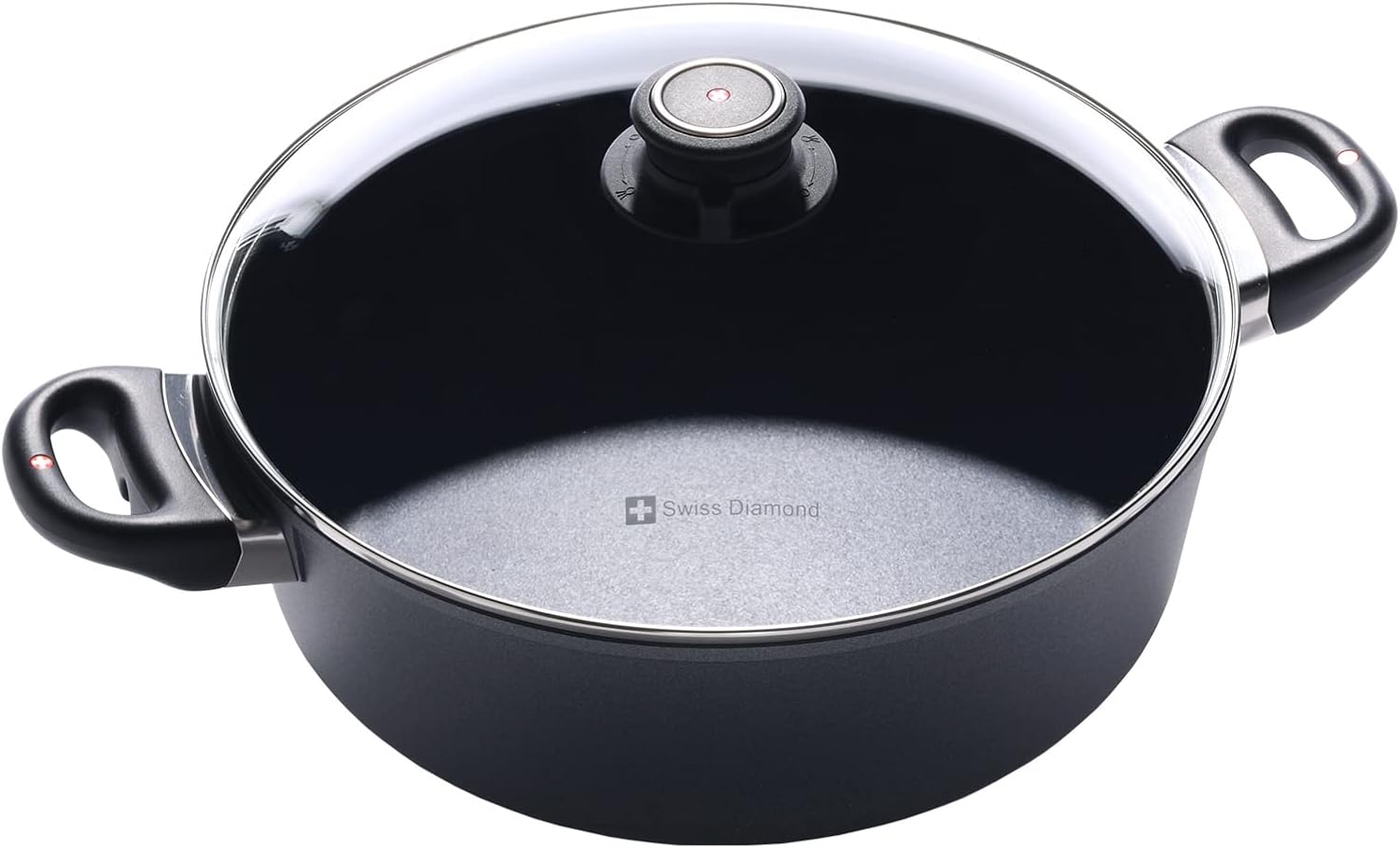 Swiss Diamond 11 Inch, 5.3 Quart Braiser Nonstick Induction Braiser with Lid - Dishwasher Safe and Oven Safe Aluminum Braiser