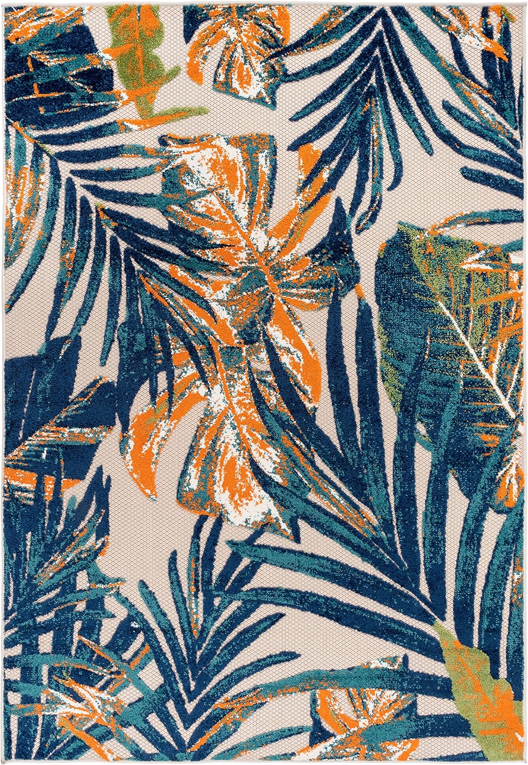Rugshop Tropical Floral Leaves Indoor/Outdoor Area Rug Durable Polypropylene, Non-Shedding, Easy to Clean, Perfect for Patio, Backyard, Deck and Outdoor Lounge High Traffic Areas, 10' x 14'