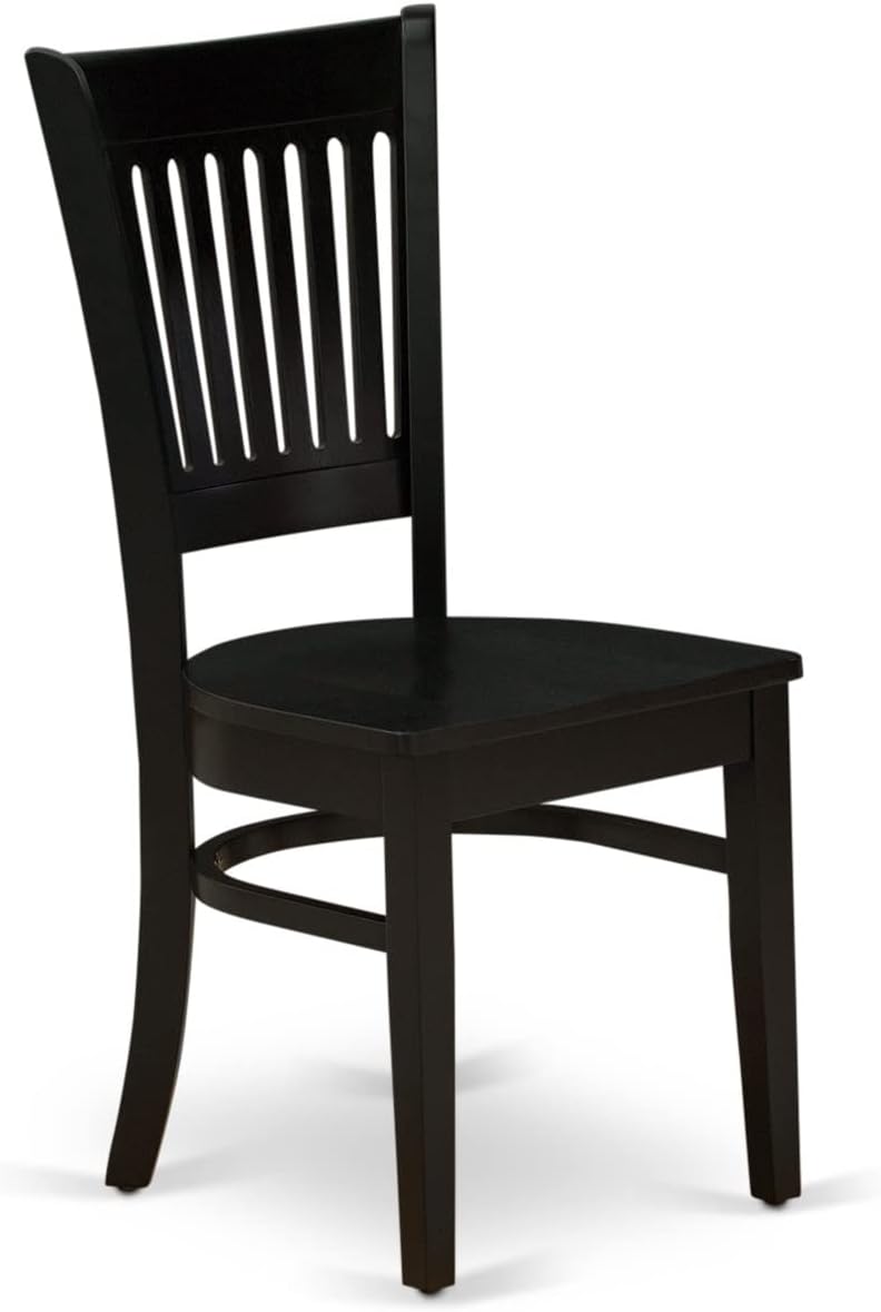 East West Furniture VAC-BLK-W Vancouver Dining Room Chairs - Slat Back Wood Seat Chairs, Set of 2, Oak