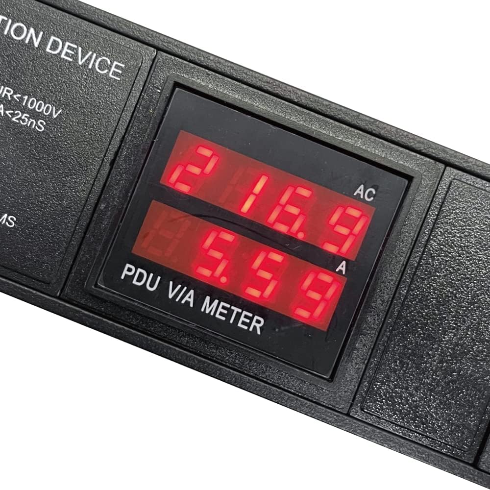 Metered-Surge Protection, PDU, 240V, L6-30P, 30A, 7200watts, (8) C13 Outlets, Crypto Mining, Data Center, ASIC/RIGS, Network Cabinet, Power Distribution Unit