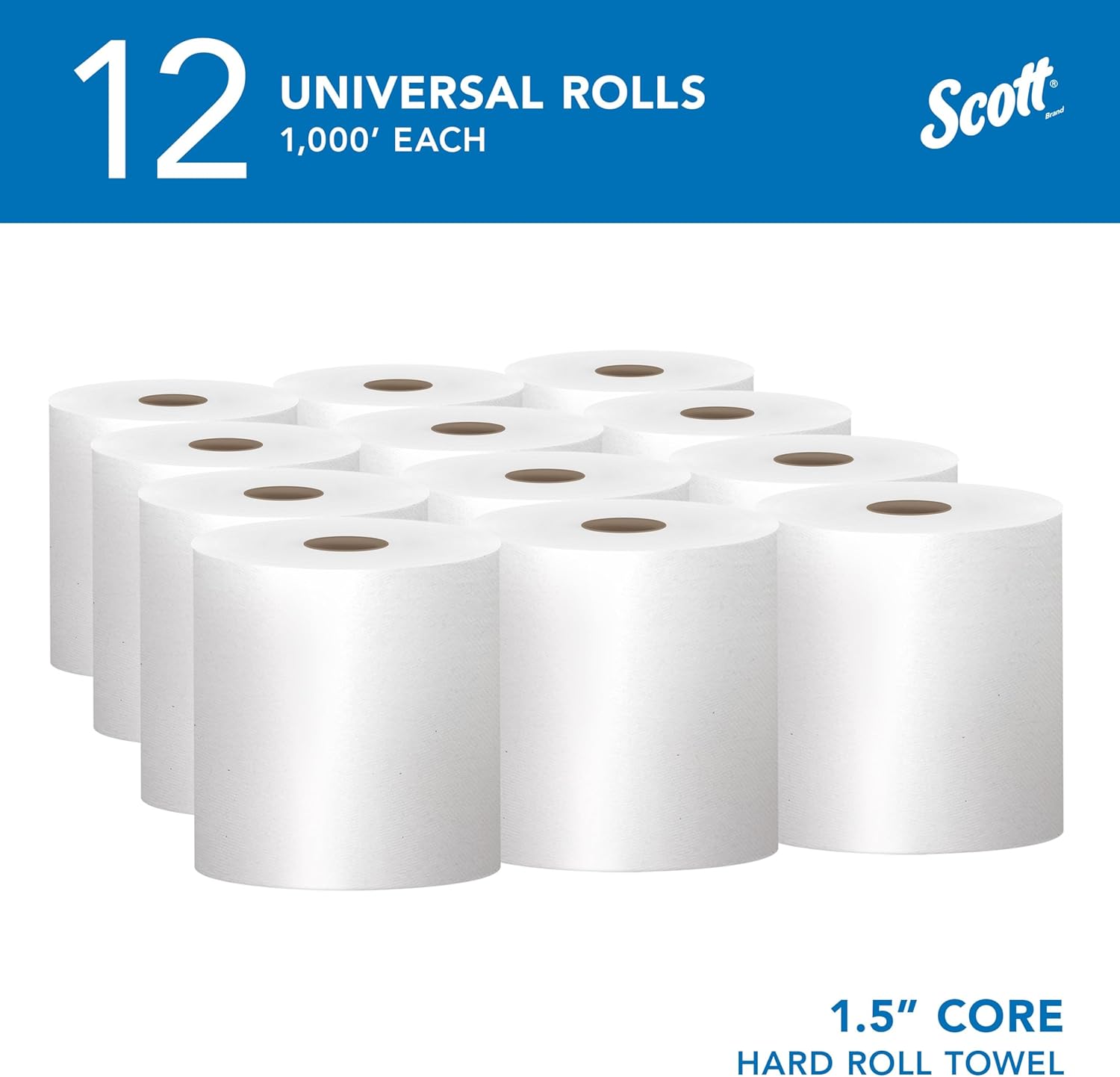 Scott Professional Essential Universal High-Capacity Hard Roll Paper Towels, Bulk (01000), Hardwound 1.5